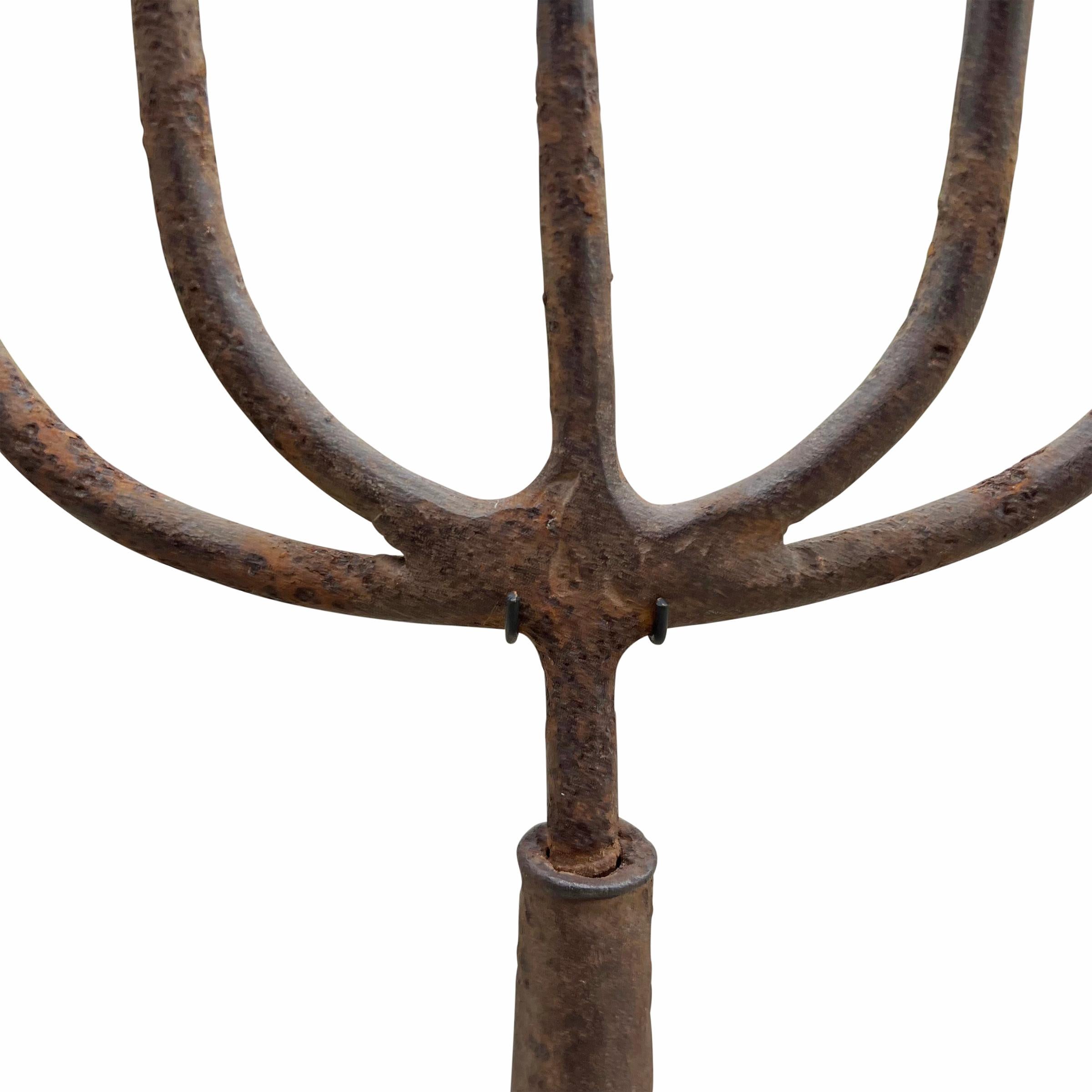 Wrought Iron Pair of 19th Century Fishing Spears on Custom Mounts