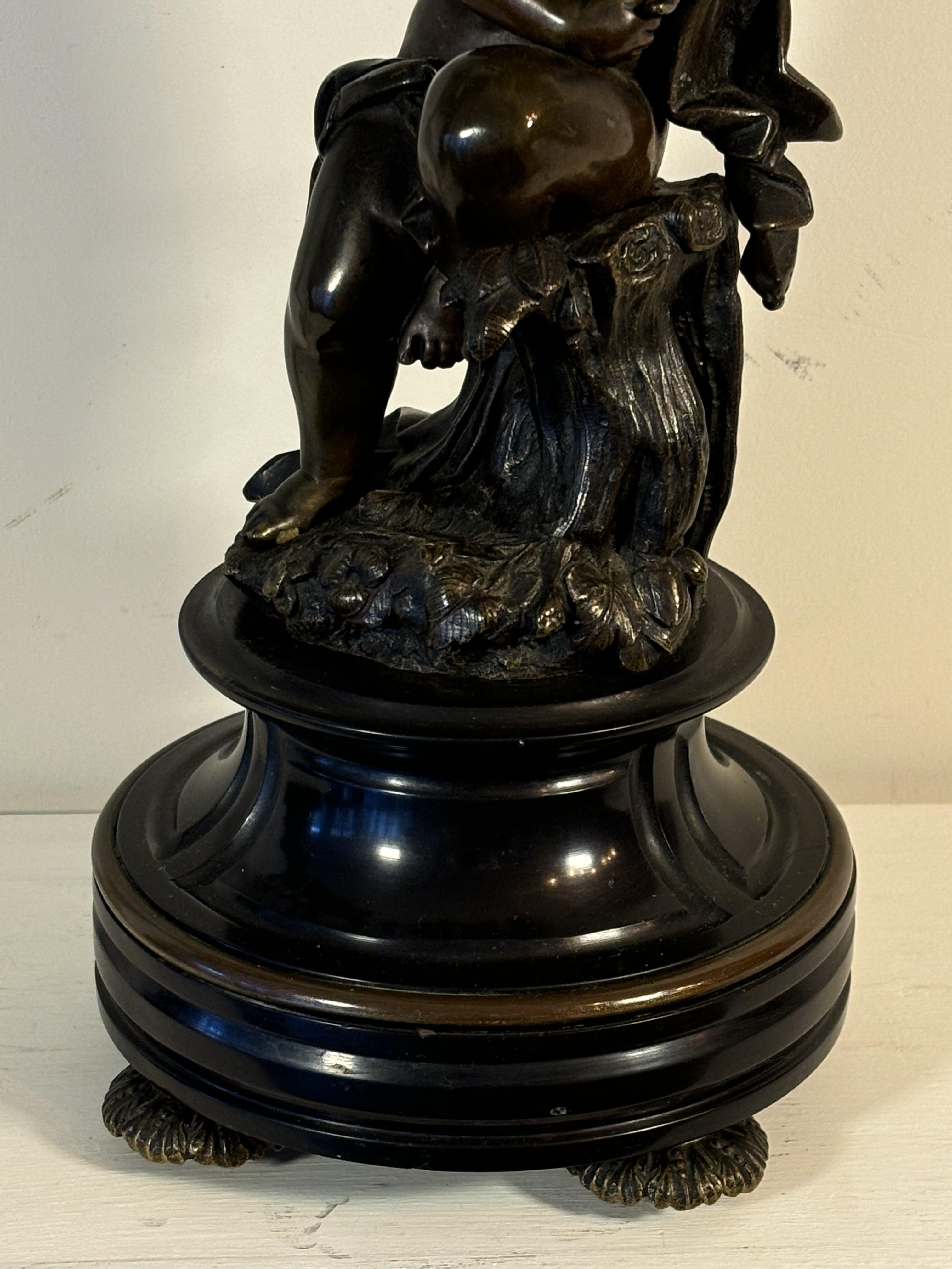 Pair of 19th century Five-Light Candelabras, in bronze, decorated With Putti 4