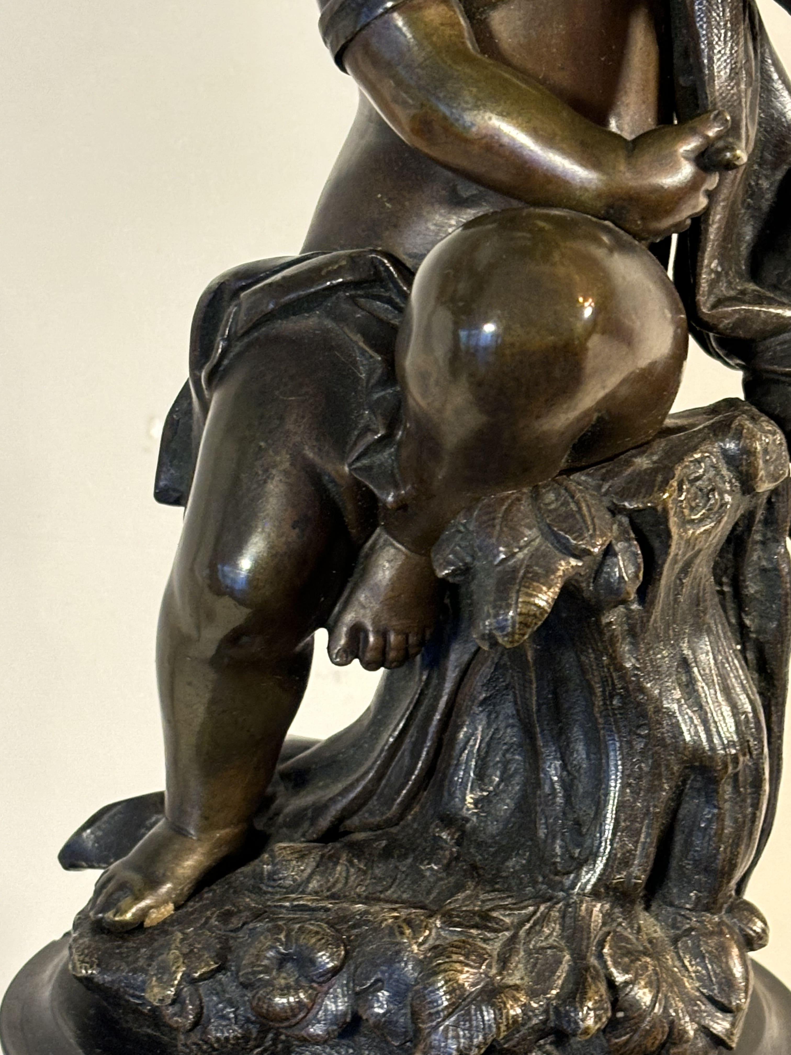 Pair of 19th century Five-Light Candelabras, in bronze, decorated With Putti 6
