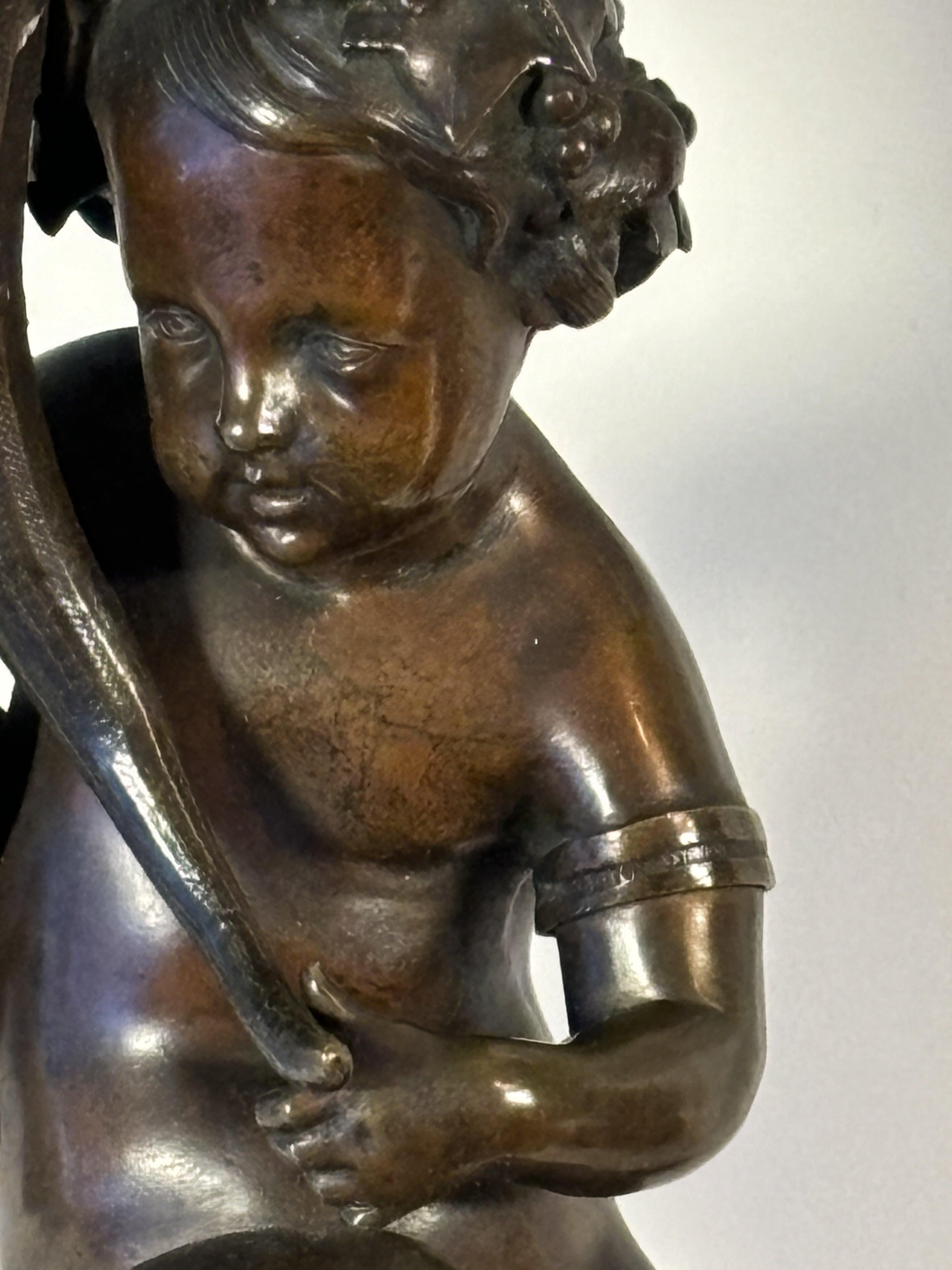 19th Century Pair of 19th century Five-Light Candelabras, in bronze, decorated With Putti