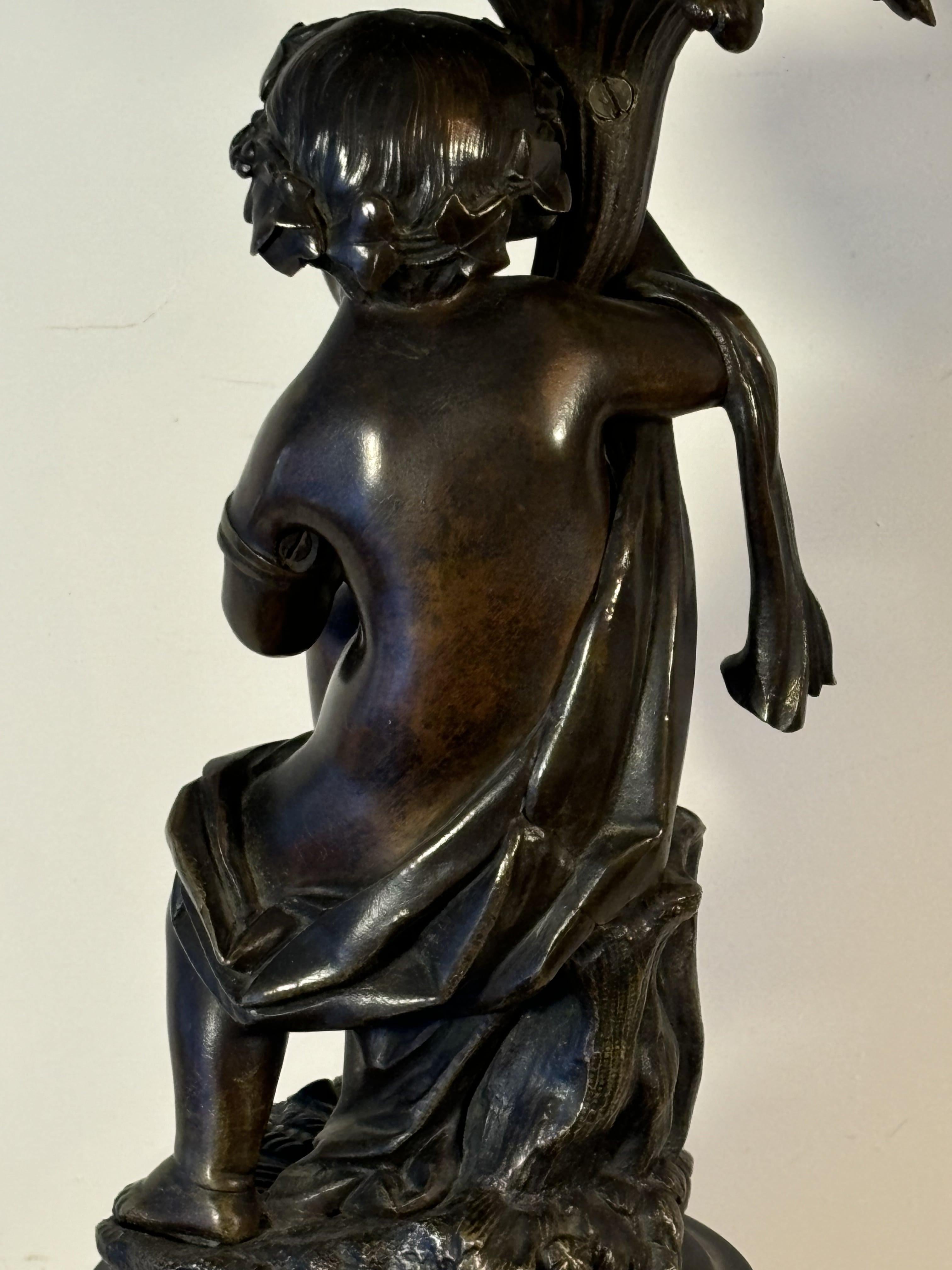 Pair of 19th century Five-Light Candelabras, in bronze, decorated With Putti 1