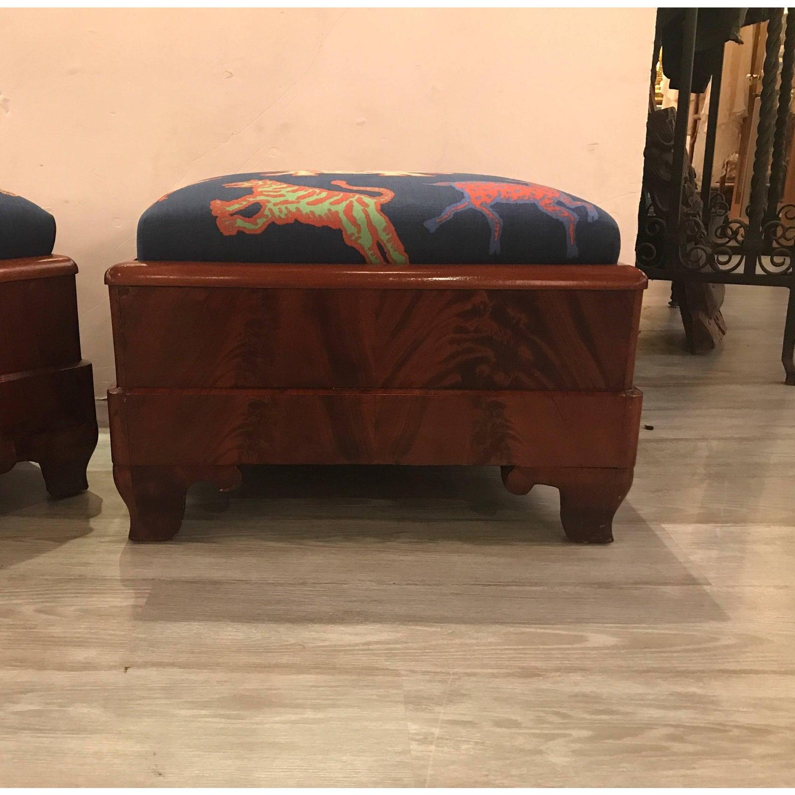 Pair of 19th Century Flame Mahogany American Empire Benches 3