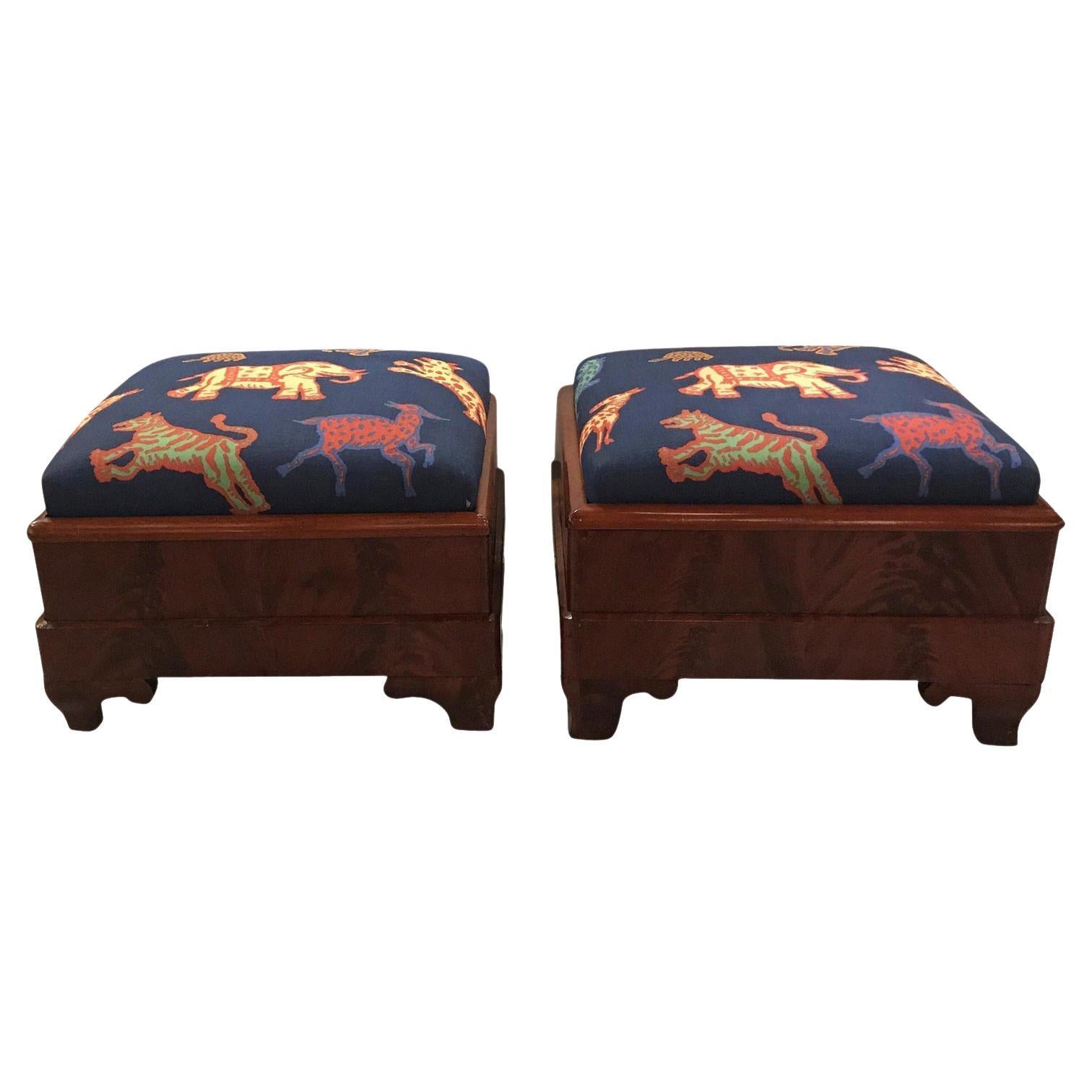 Pair of 19th Century Flame Mahogany American Empire Benches