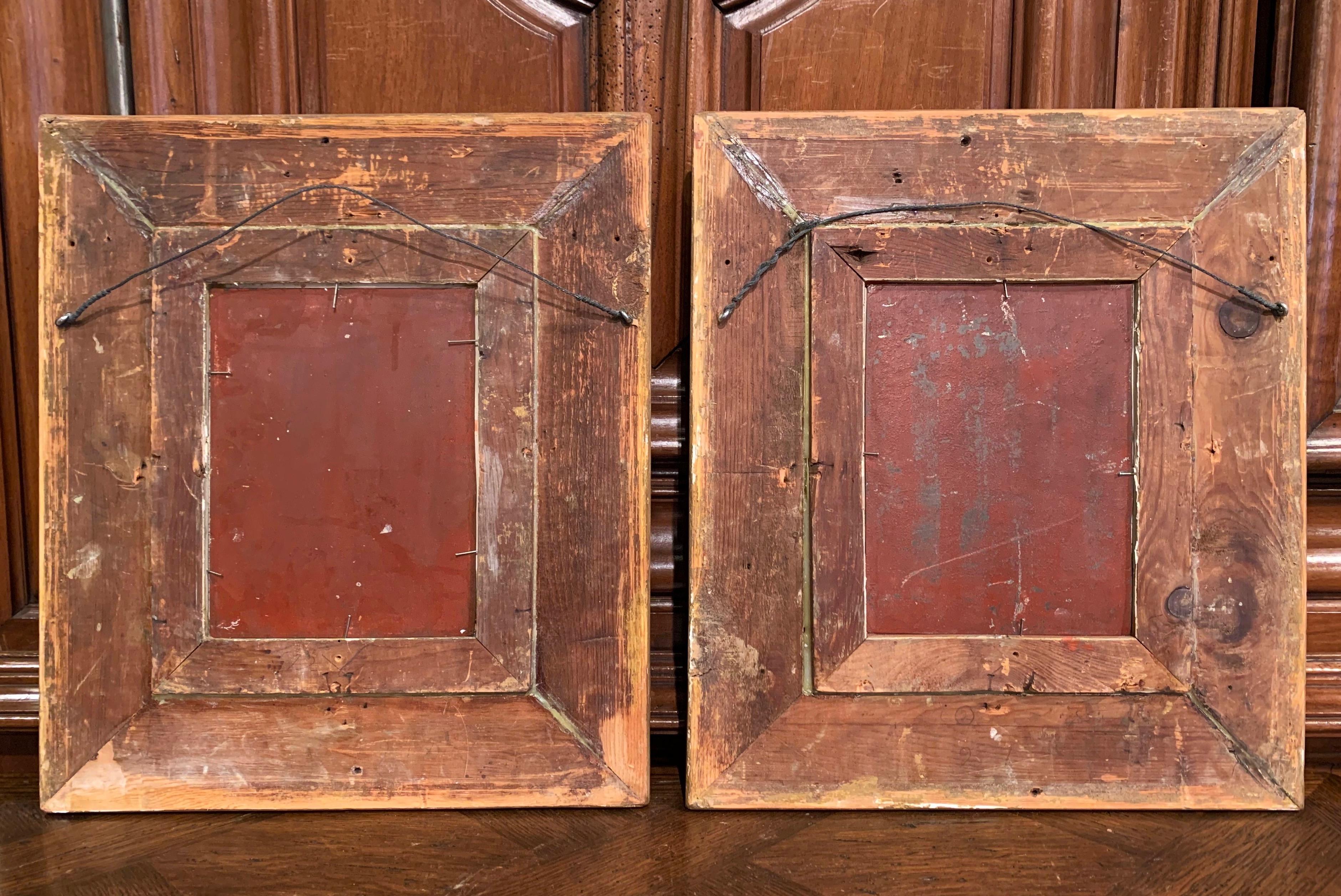 Pair of 19th Century Flemish Oil on Copper Paintings in Gilt Frame after Teniers For Sale 4