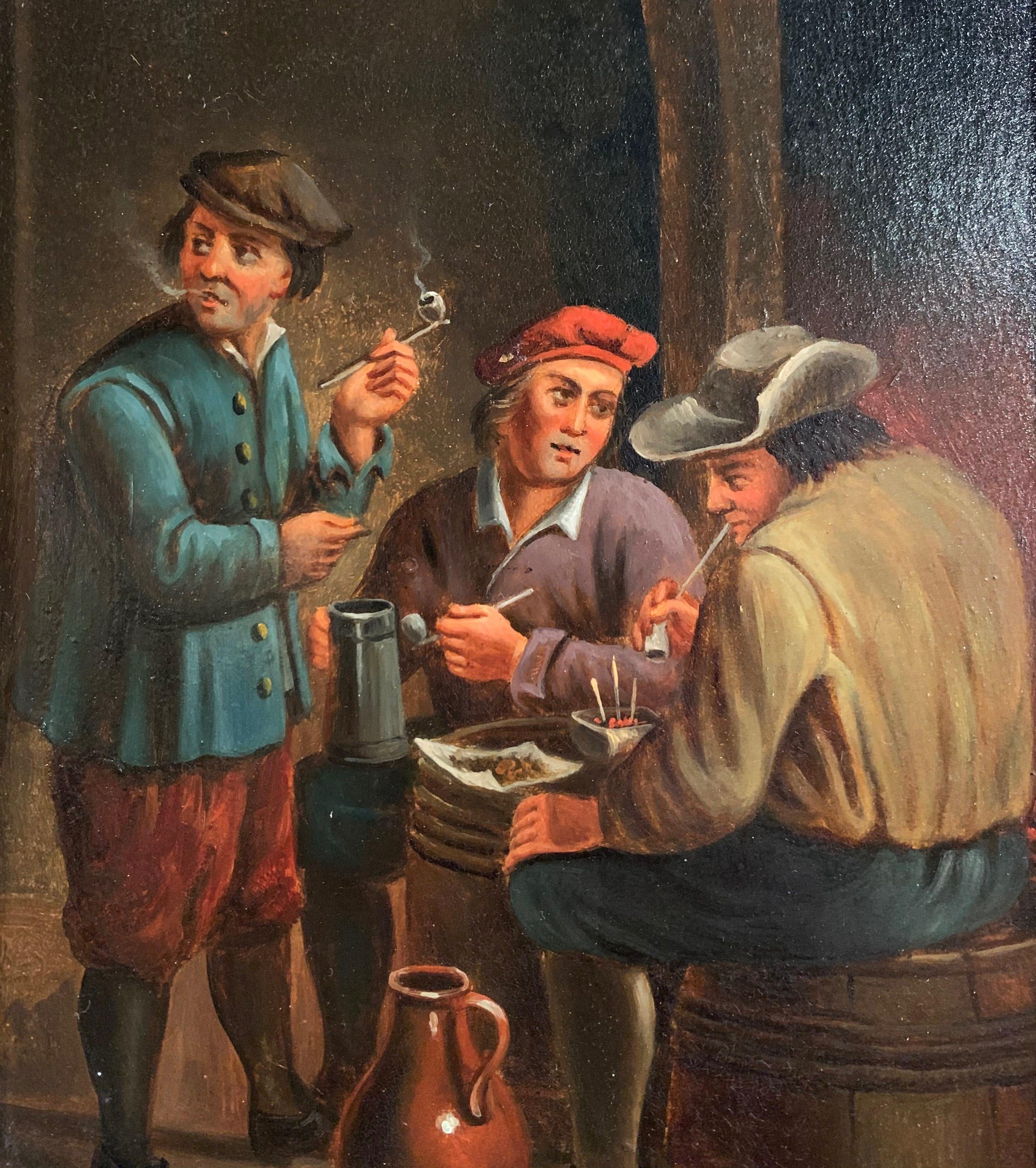 Paar flämische Gemälde des 19. Jahrhunderts:: Öl auf Kupfer:: in vergoldetem Rahmen nach Teniers im Angebot 2