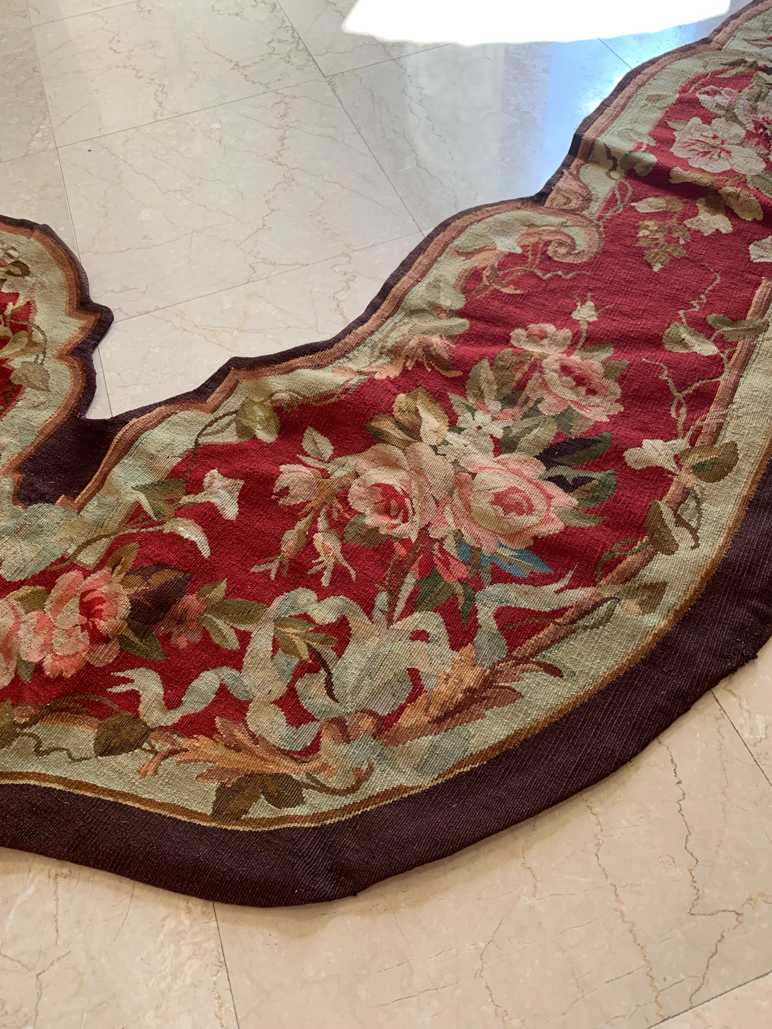 Pair of 19th Century Floral French Aubusson Portière Decorative Tapestry For Sale 4