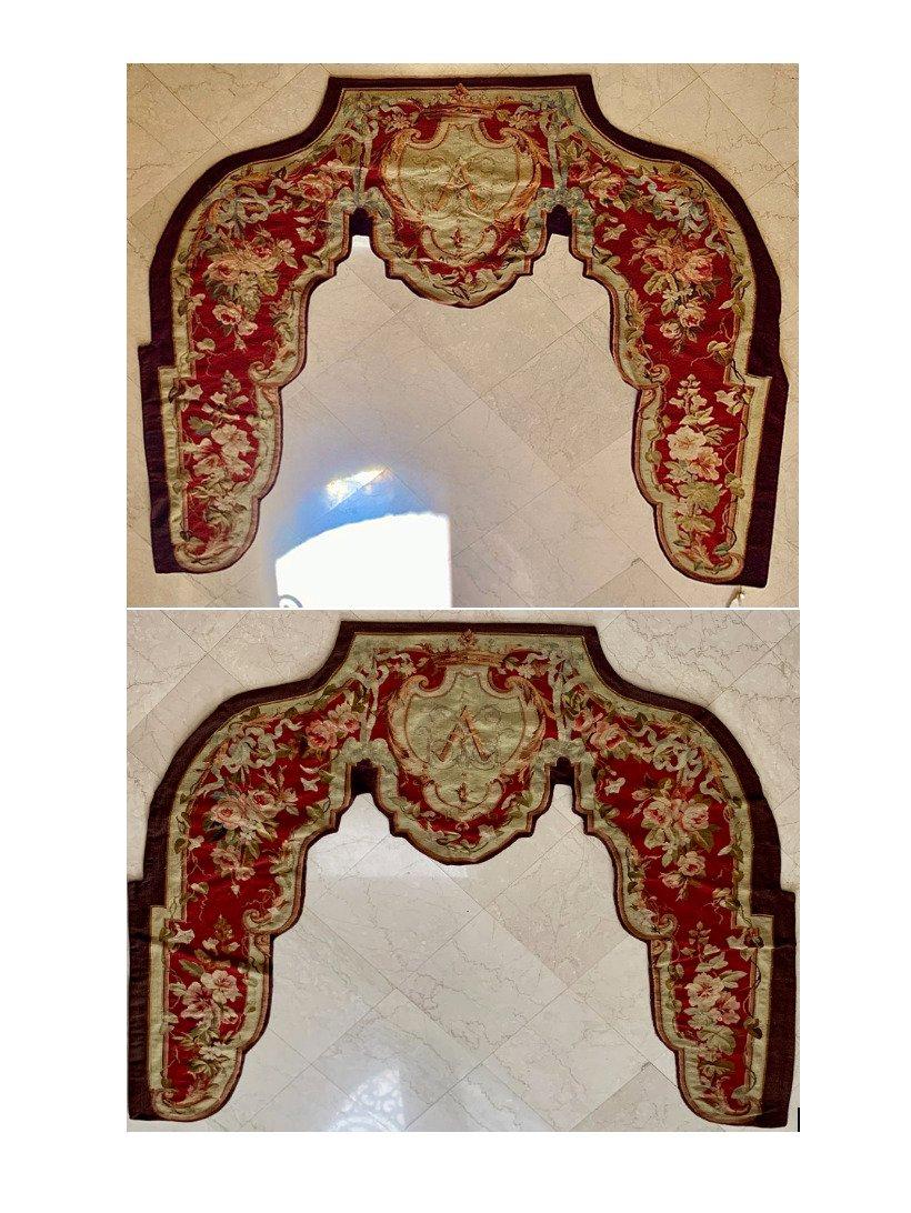 Coppia di arazzi decorativi francesi Aubusson Portière del XIX secolo, con motivi floreali in vendita 7