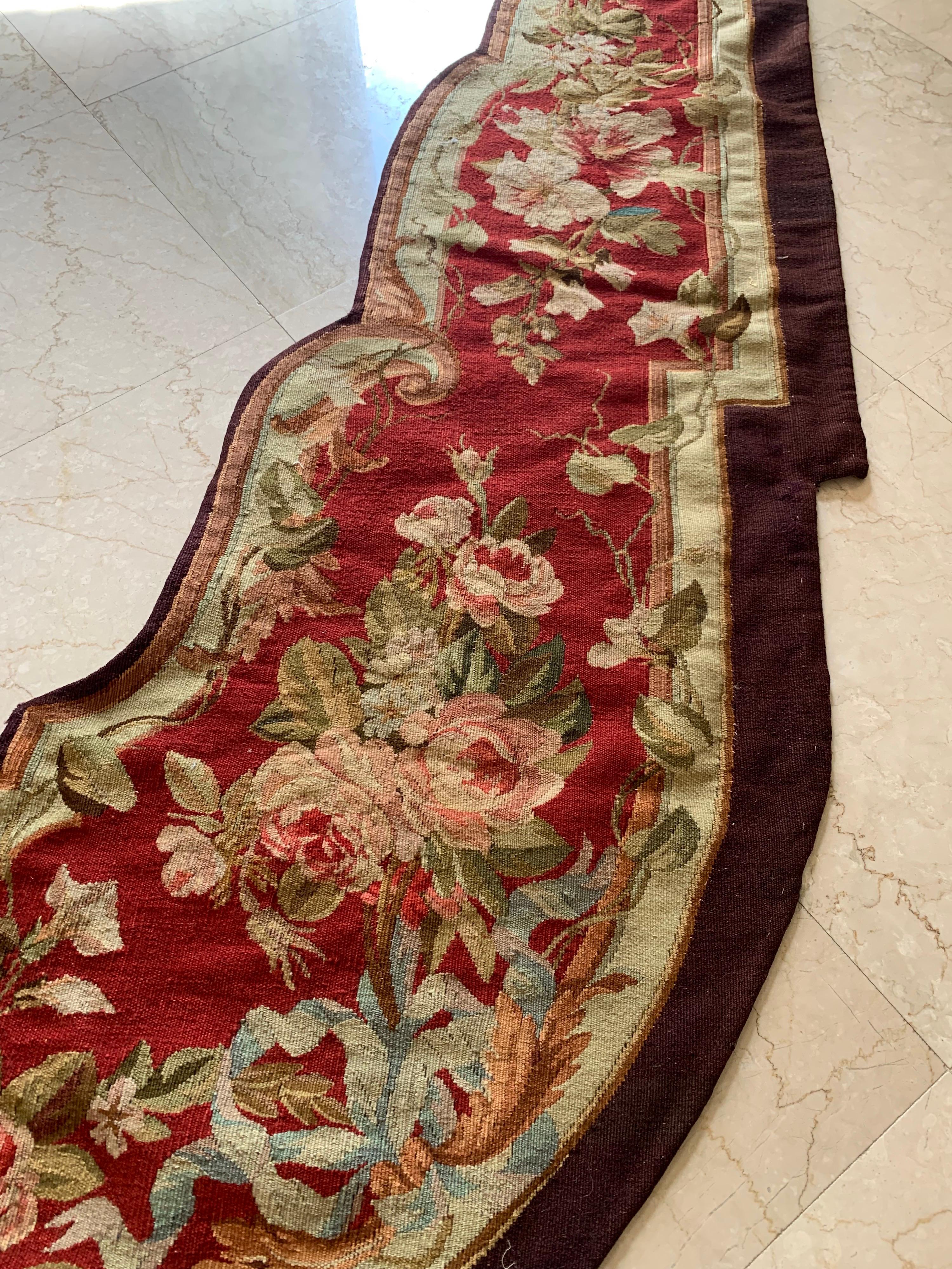 Pair of 19th Century Floral French Aubusson Portière Decorative Tapestry In Excellent Condition For Sale In New York, NY