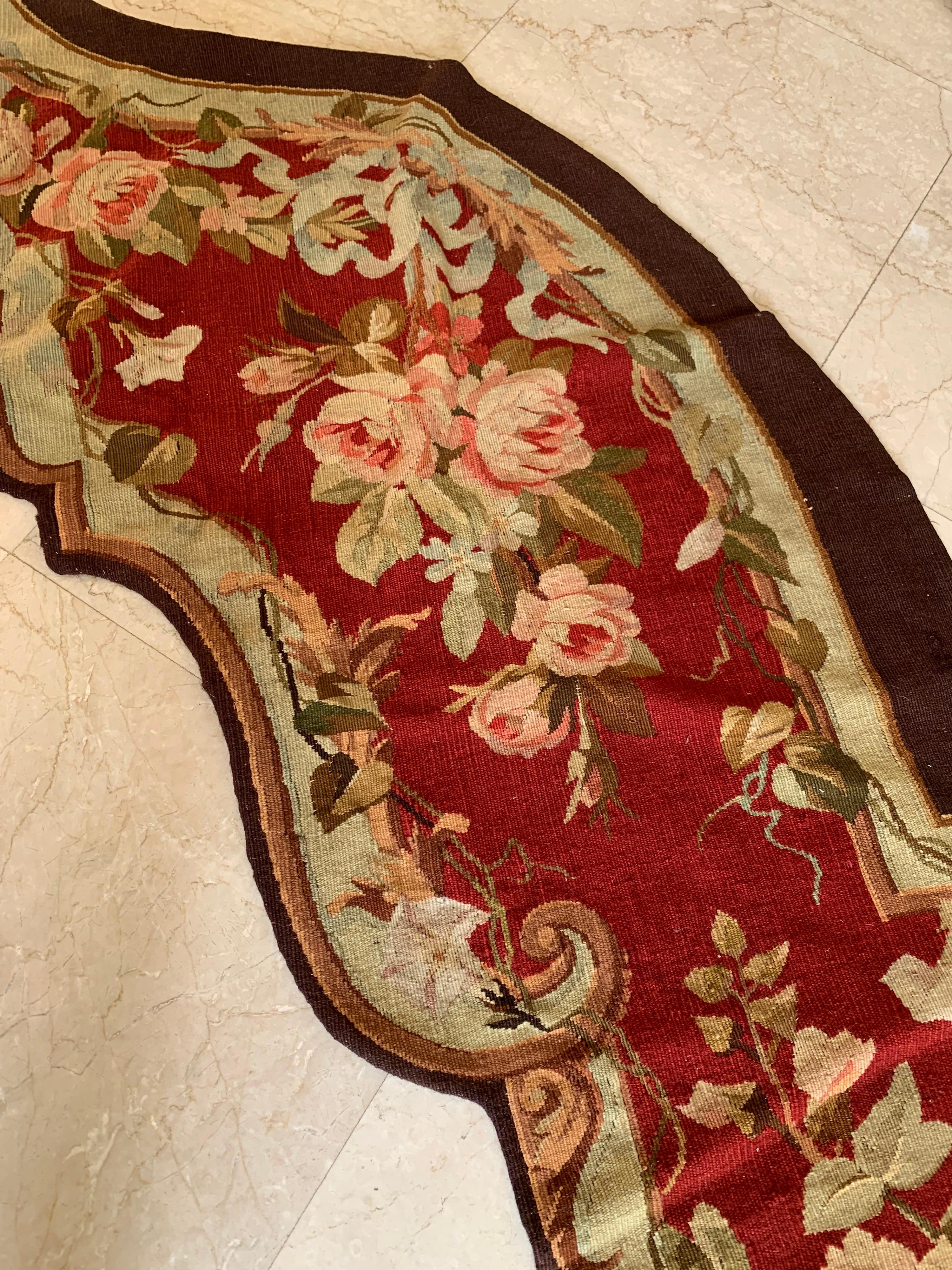 Wool Pair of 19th Century Floral French Aubusson Portière Decorative Tapestry For Sale