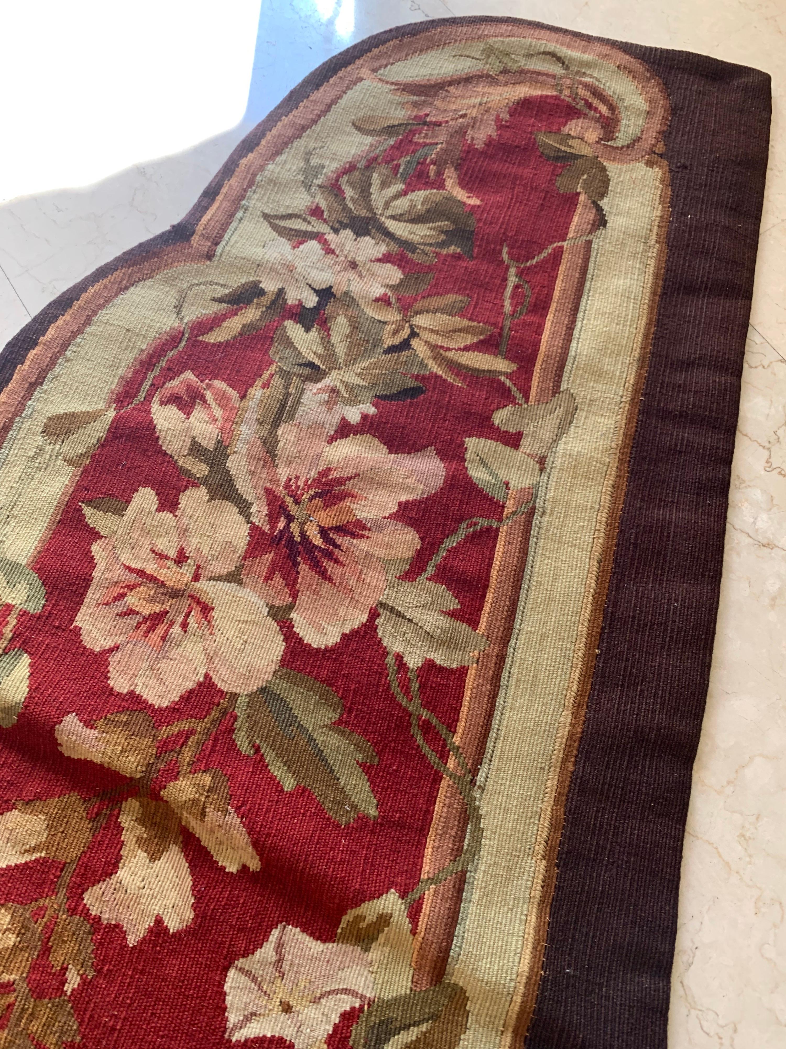 Pair of 19th Century Floral French Aubusson Portière Decorative Tapestry For Sale 2