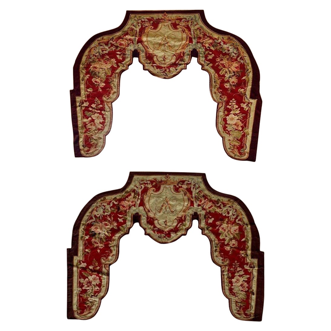 Paire de tapisserie décorative française à fleurs d'Aubusson Portire du 19ème siècle en vente