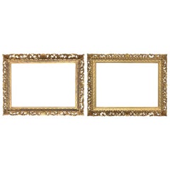 Antique Mirror Frames Pair of Giltwood 19th Century Florentine