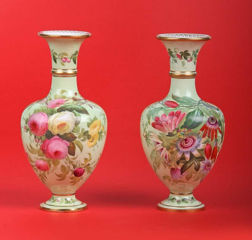 Early Victorian Pair of 19th Century Flower Vases Made by Copeland