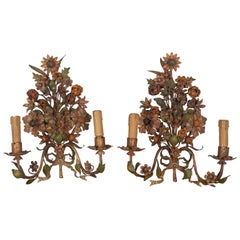 Pair of 19th Century Flower Wall Lights