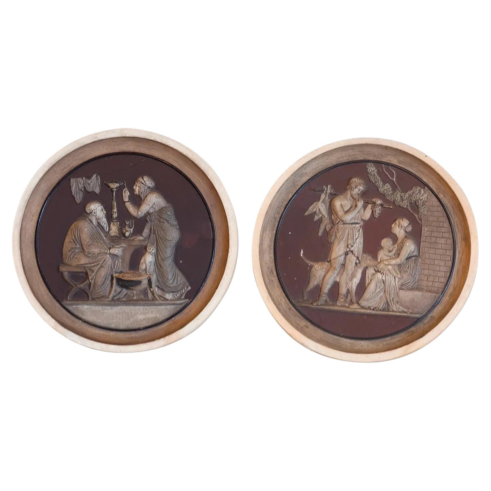 Pareja de placas Four Seasons del siglo XIX