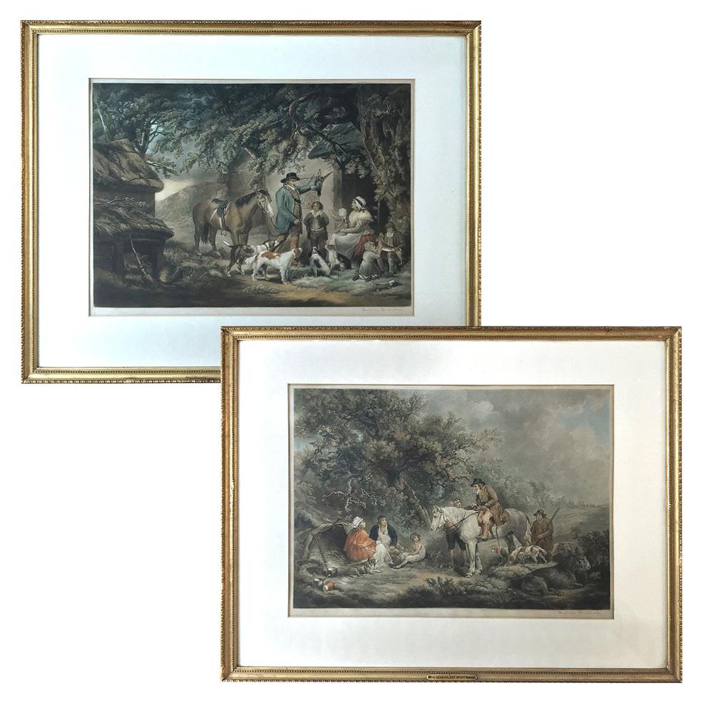 Pair of 19th Century Framed Hand-Colored Engravings