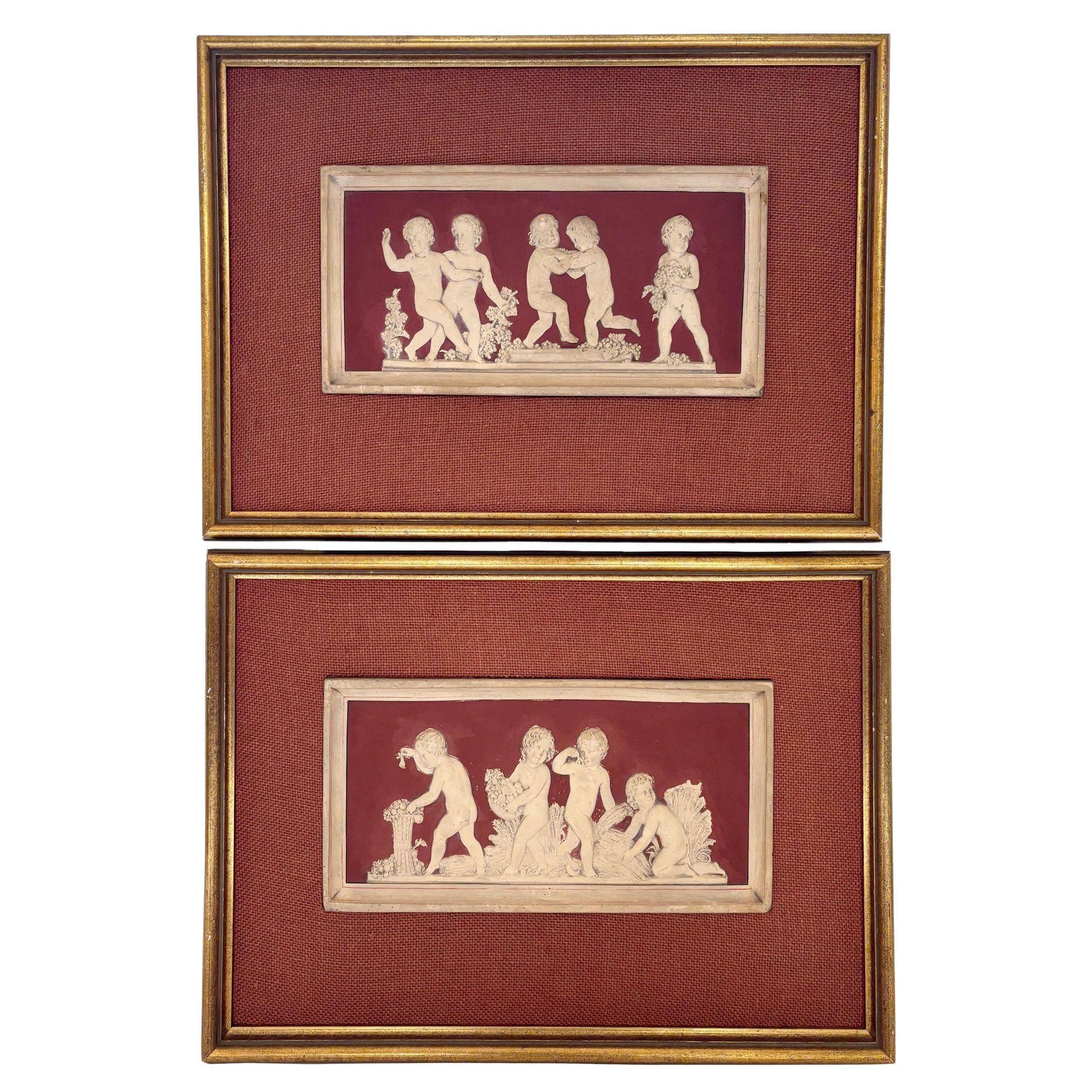 Pair of 19th Century Framed Neoclassical Plaque by Danish Artist Peter Ipsen