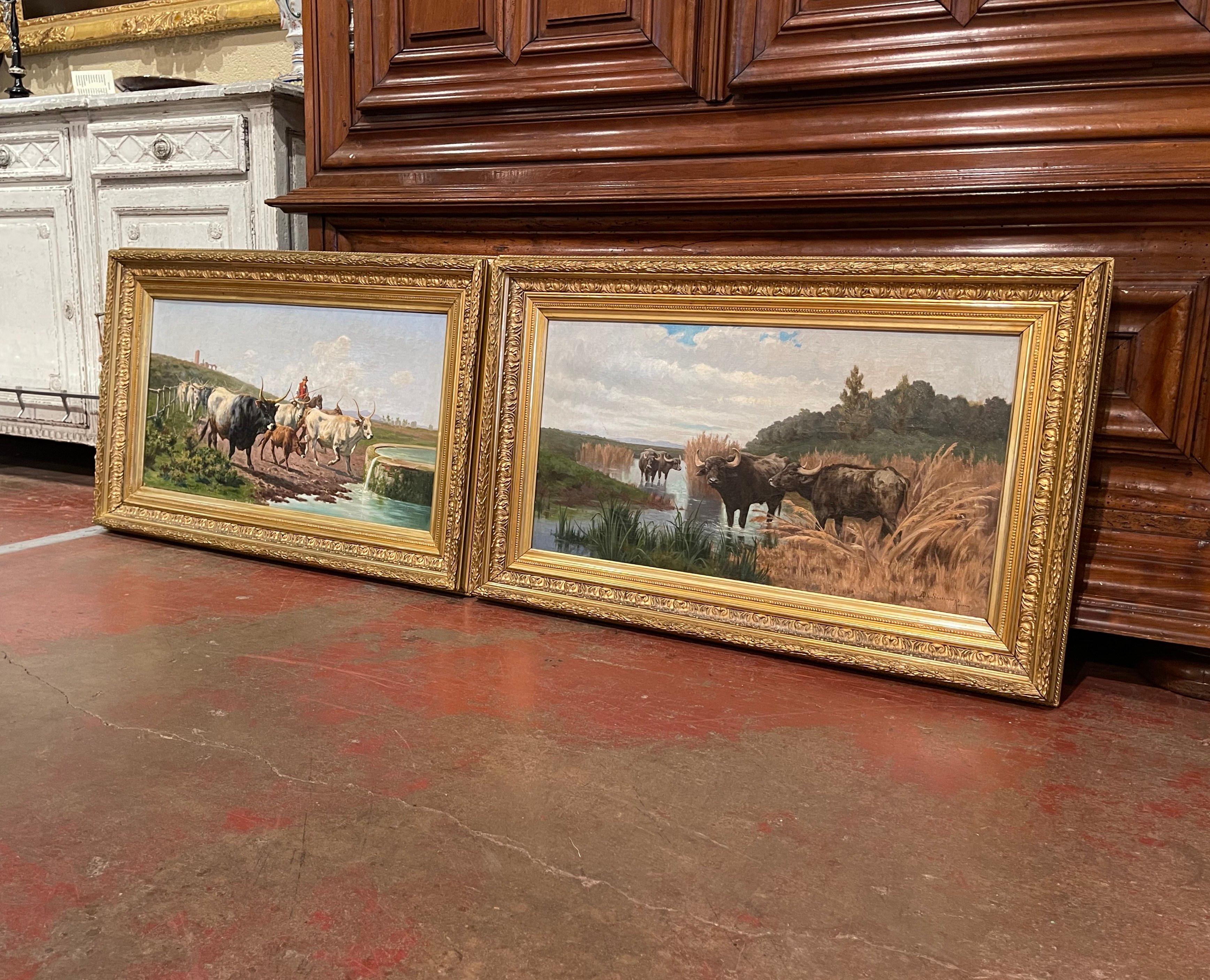 Pair of 19th Century Framed Oil on Canvas Cow Paintings Signed A. de Simoni 3