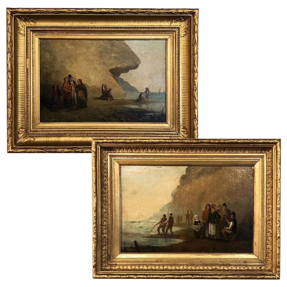 Pair of 19th Century Framed Oil Paintings on Board, French School