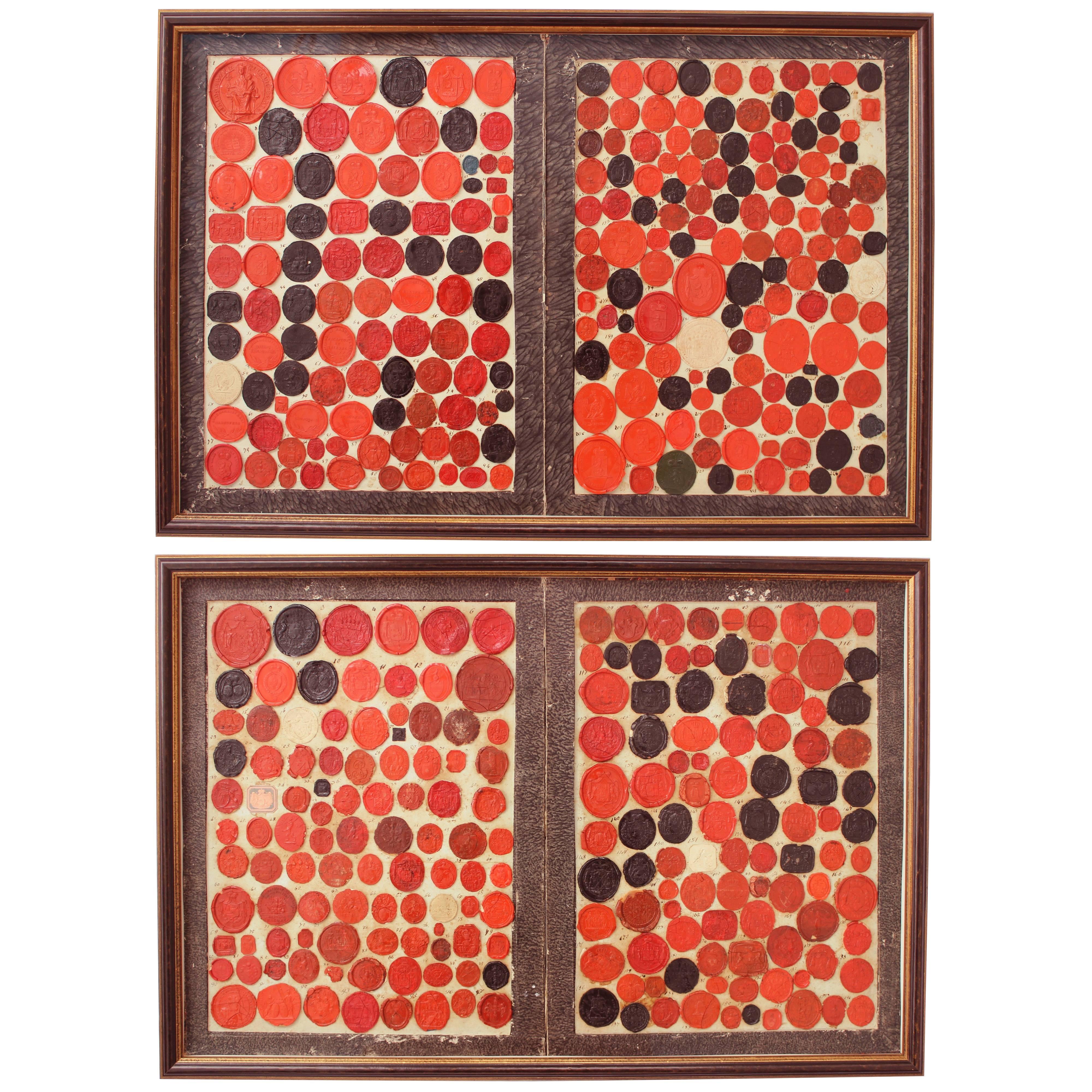 Pair of 19th Century Framed Wax Seals