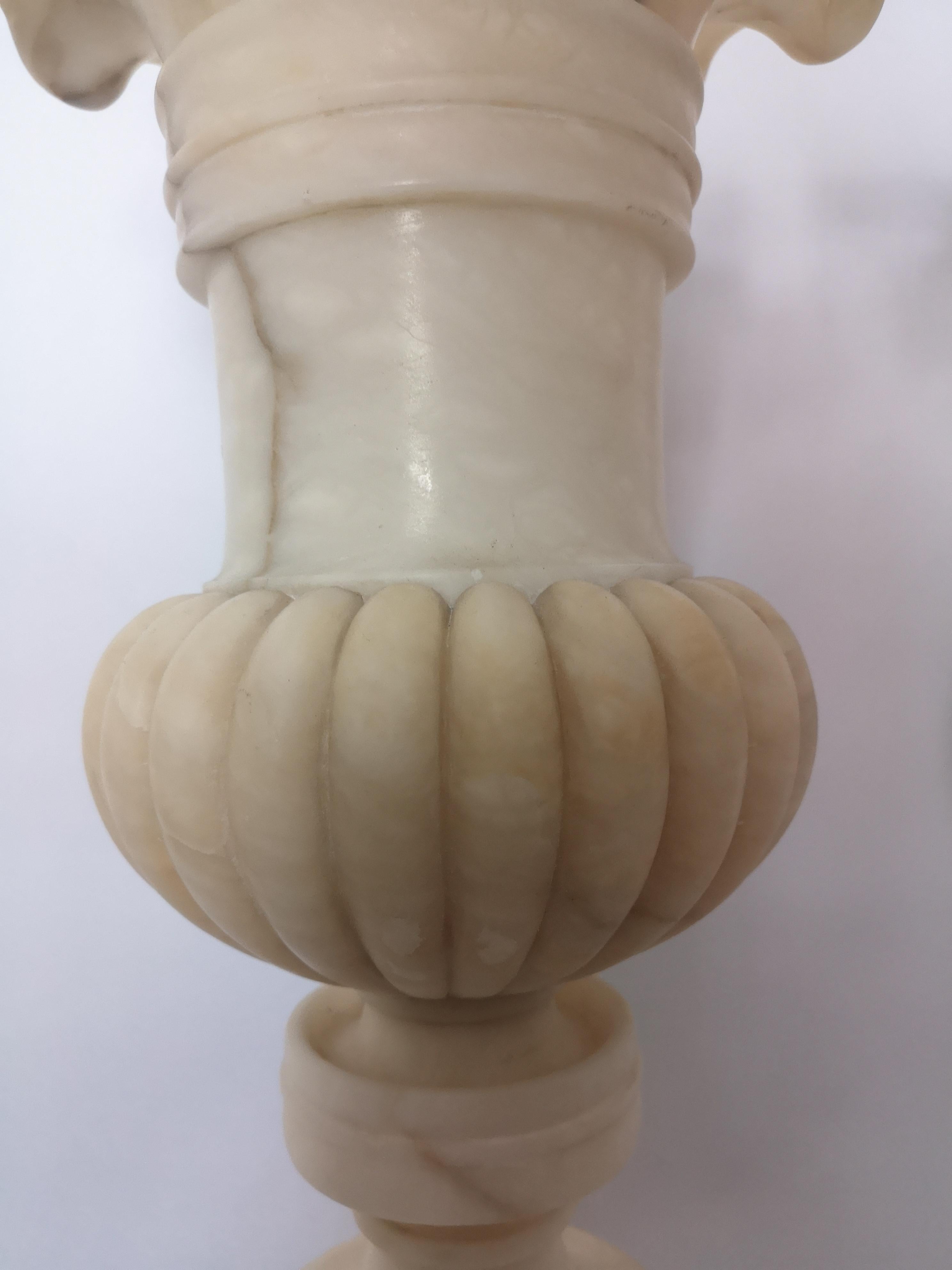 Pair of 19th Century French Alabaster Vases For Sale 2