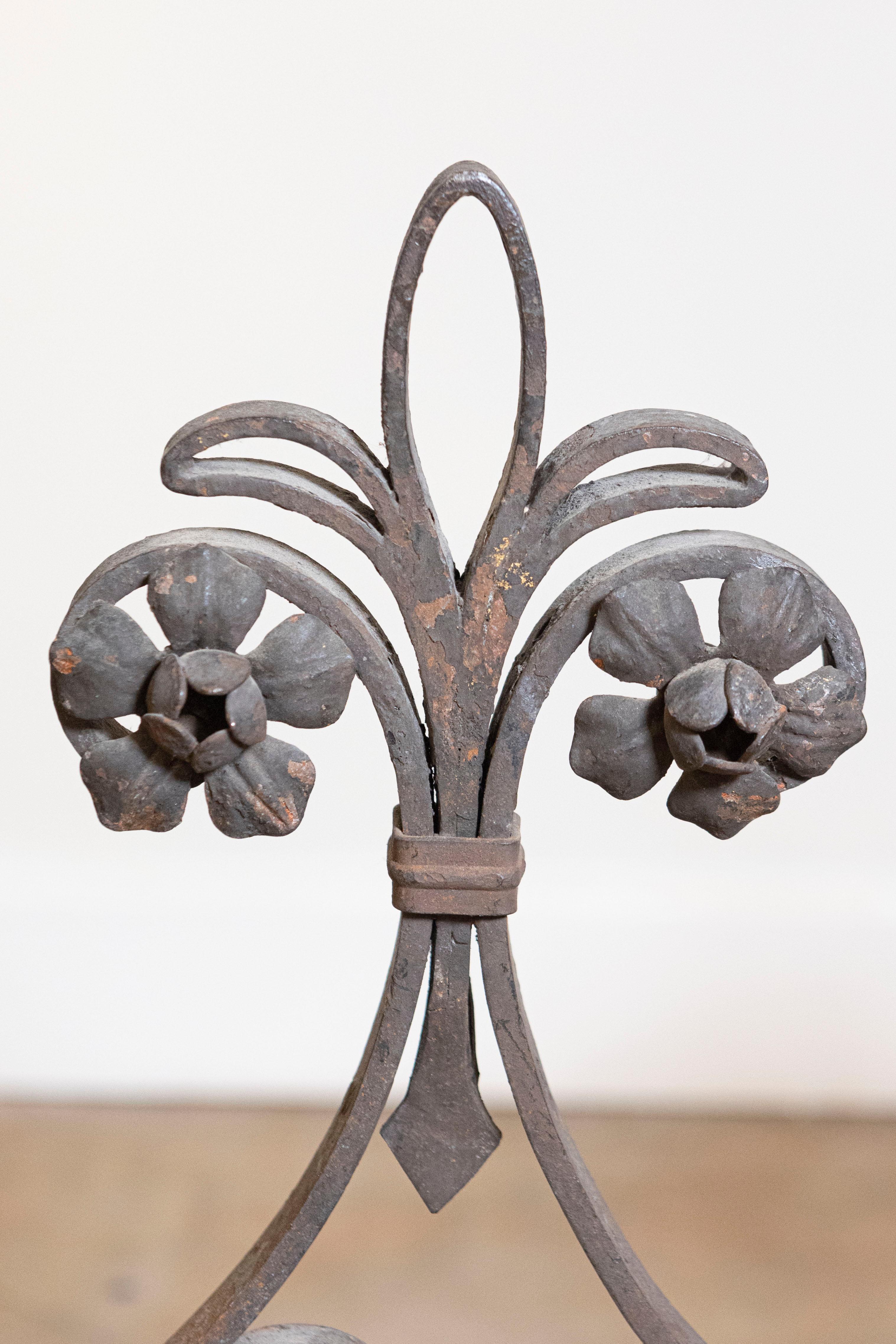Wrought Iron Pair Of 19th Century French Andirons Circa 1860 For Sale