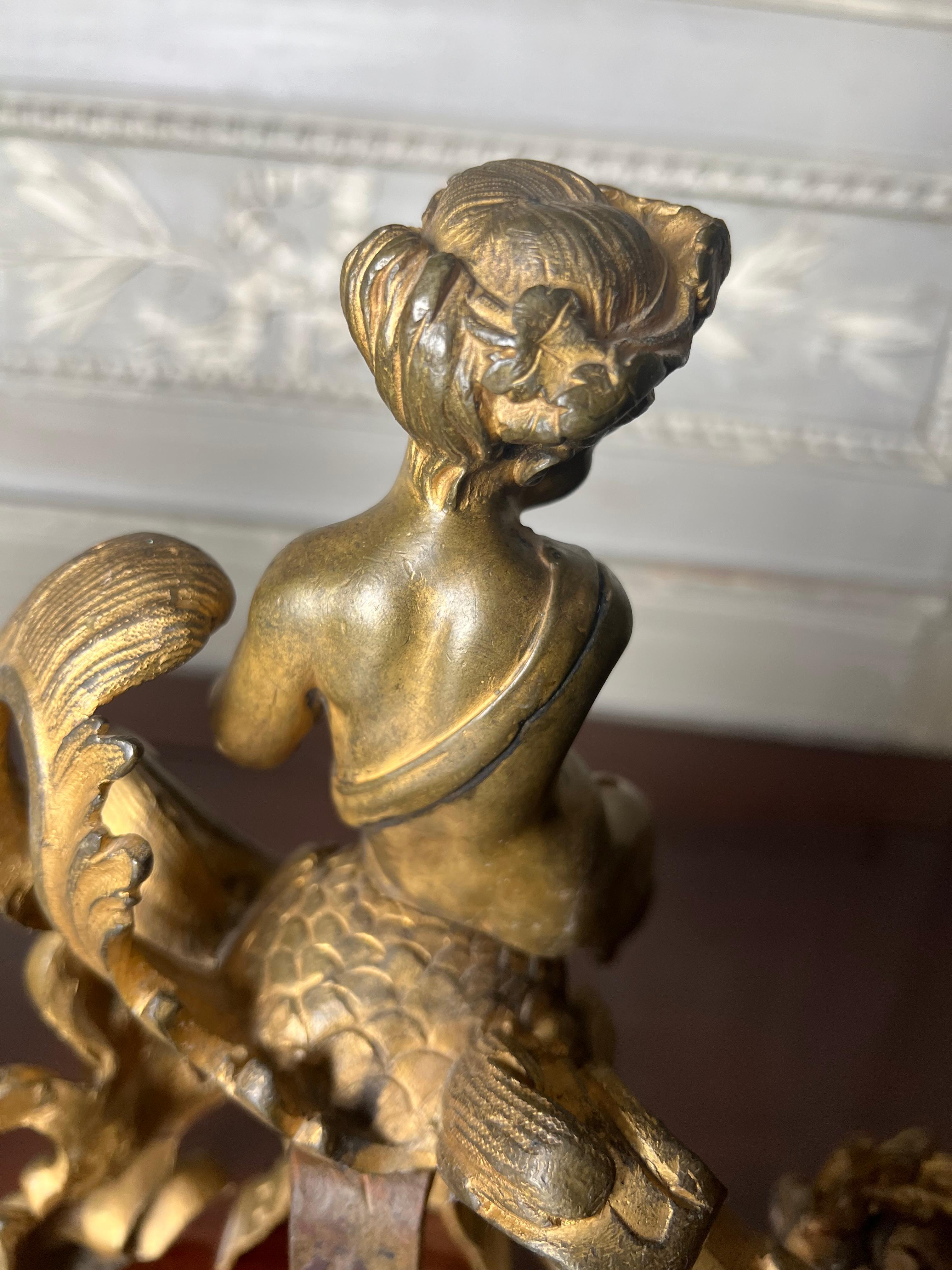 Pair of 19th Century French Andirons in Bronze With Putti Bacchanalia  For Sale 8