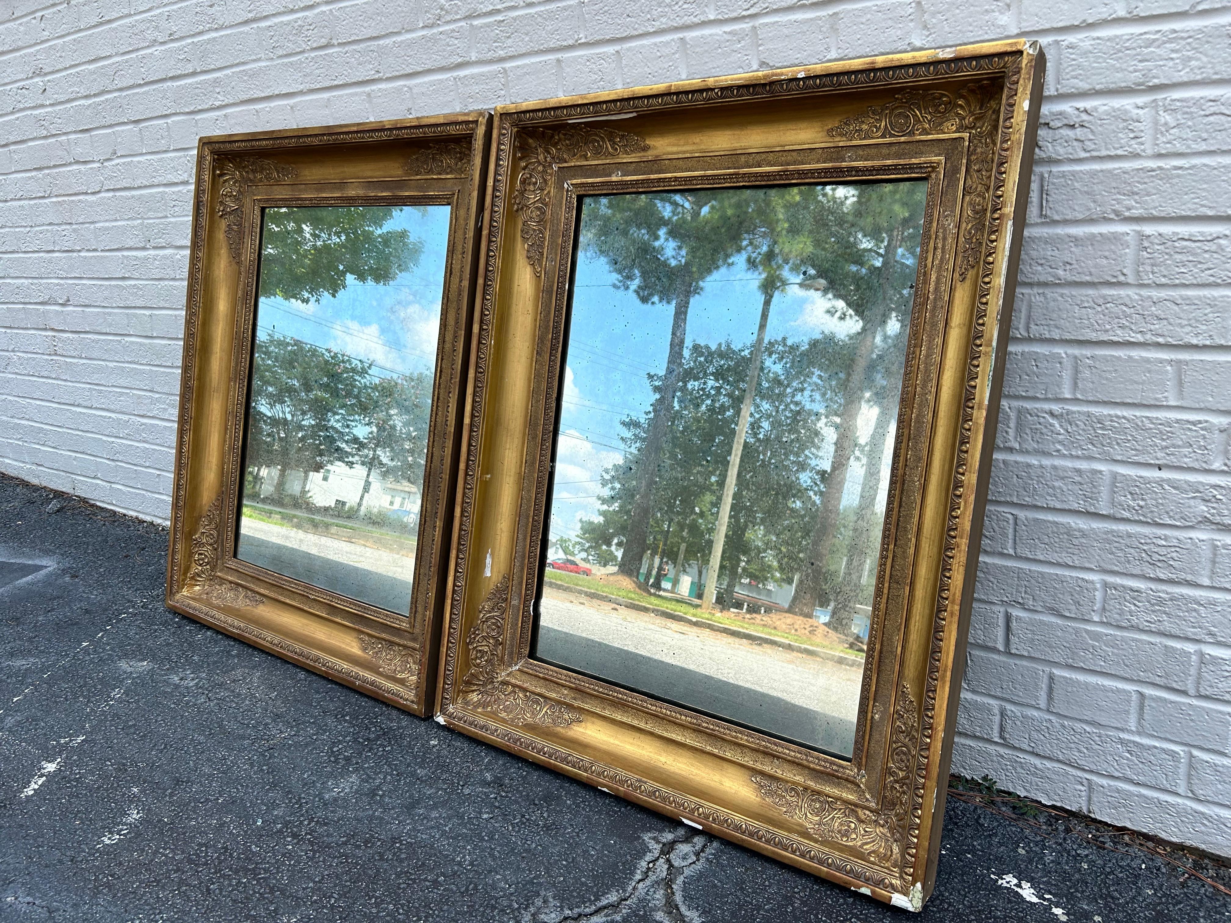 Pair of 19th Century French Antique Gold Gilt Large Empire Frames ...