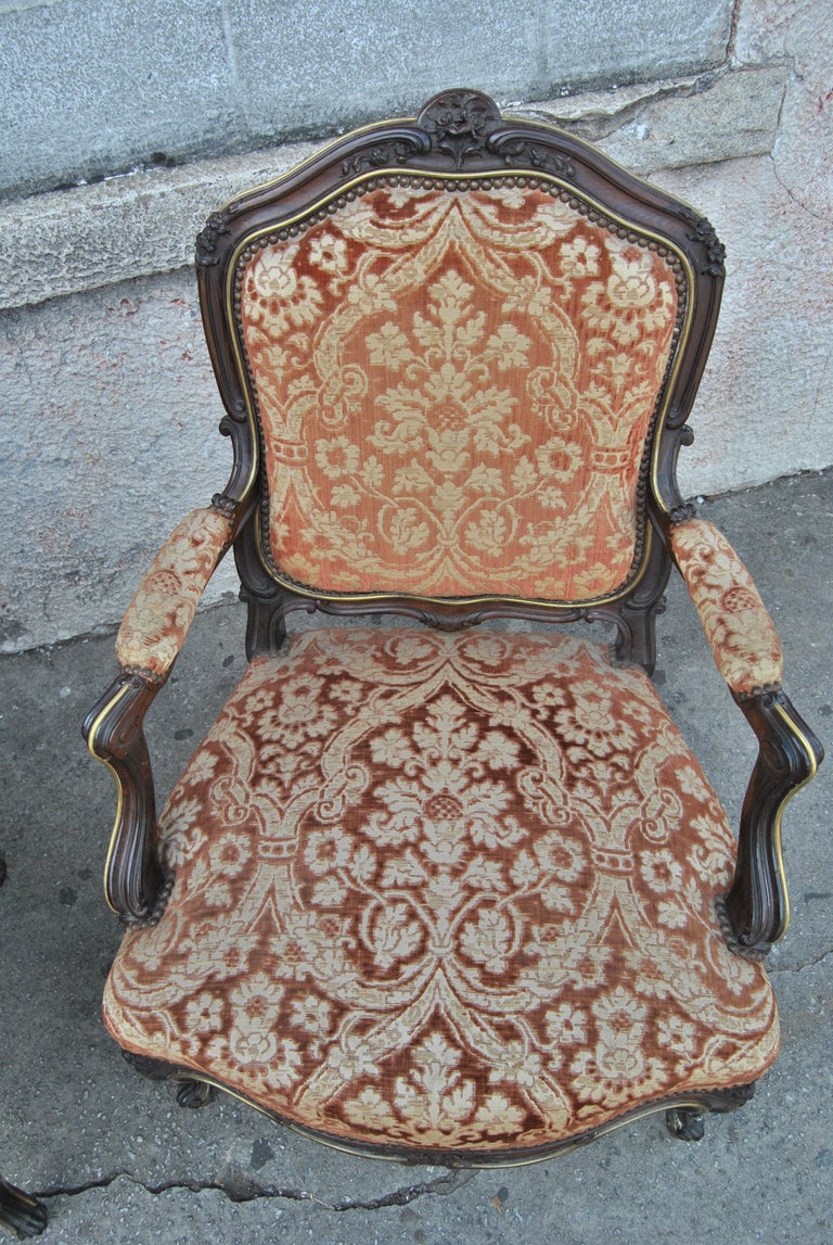 Rococo Revival Pair of 19th Century French Armchairs For Sale