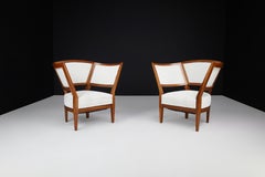 Pair of 19th Century French Armchairs in New Bouclé Upholstery .