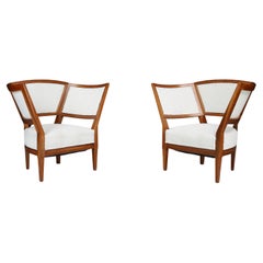 Pair of 19th Century French Armchairs in New Bouclé Upholstery .