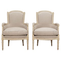 Paire de fauteuils français du 19ème siècle à la manière de Louis XVI