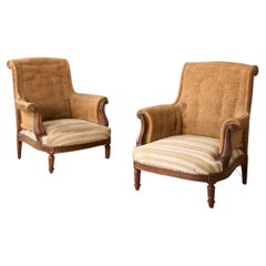 Antique Pair of 19th century French armchairs with carved frame