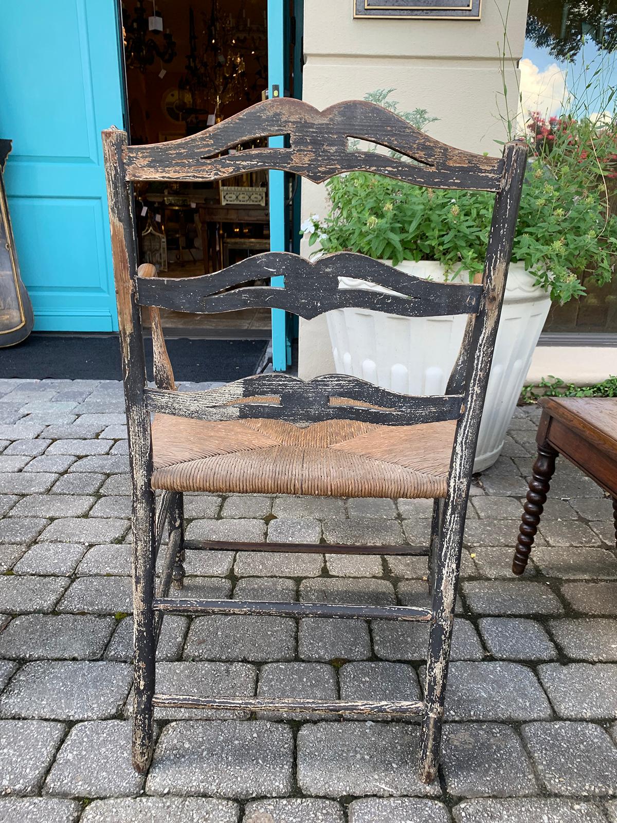 Pair of 19th Century French Armchairs with Rush Seats 3