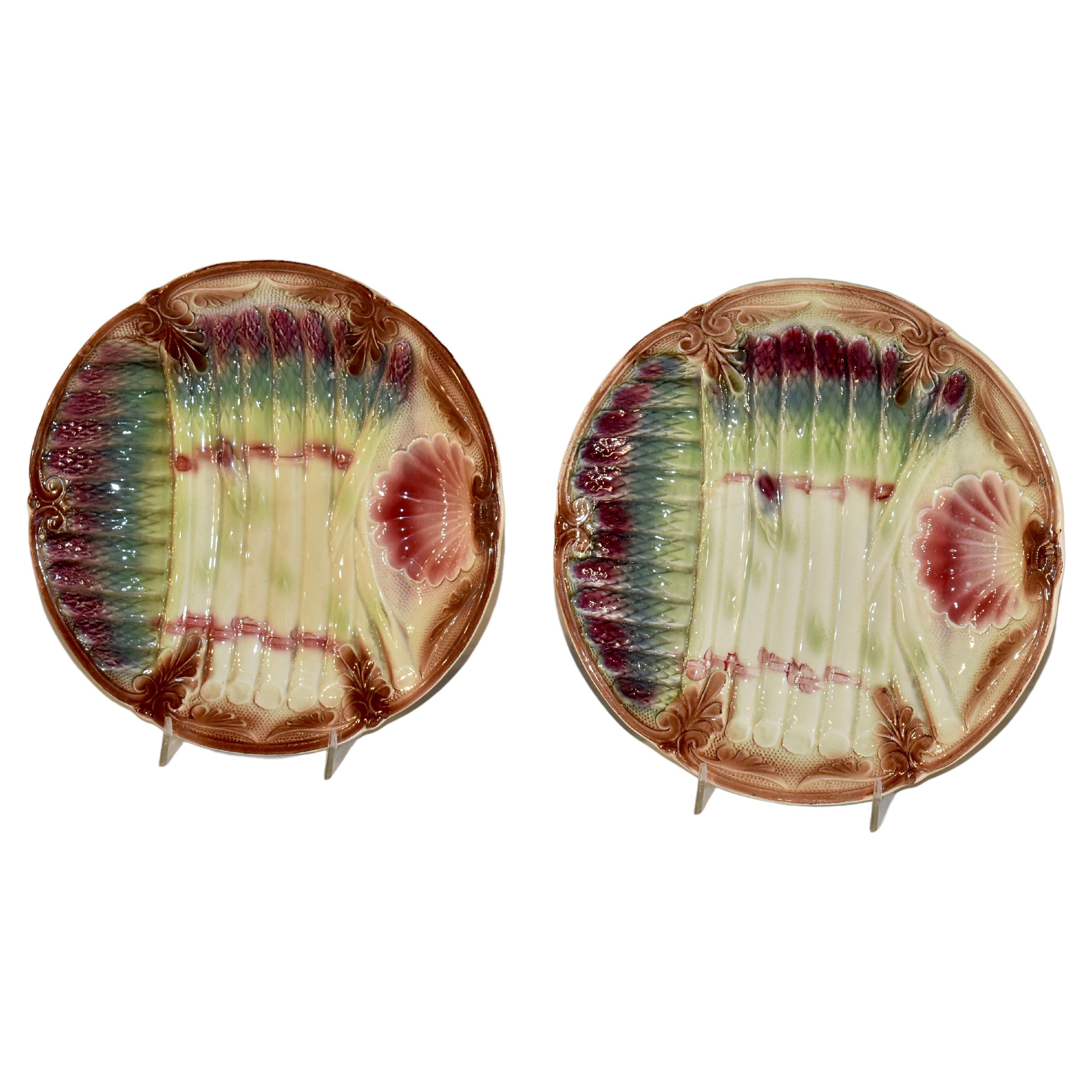 Pair of 19th Century French Asparagus Plates For Sale