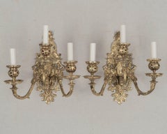 Pair of 19th Century French Baroque Cast Bronze Wall Sconces