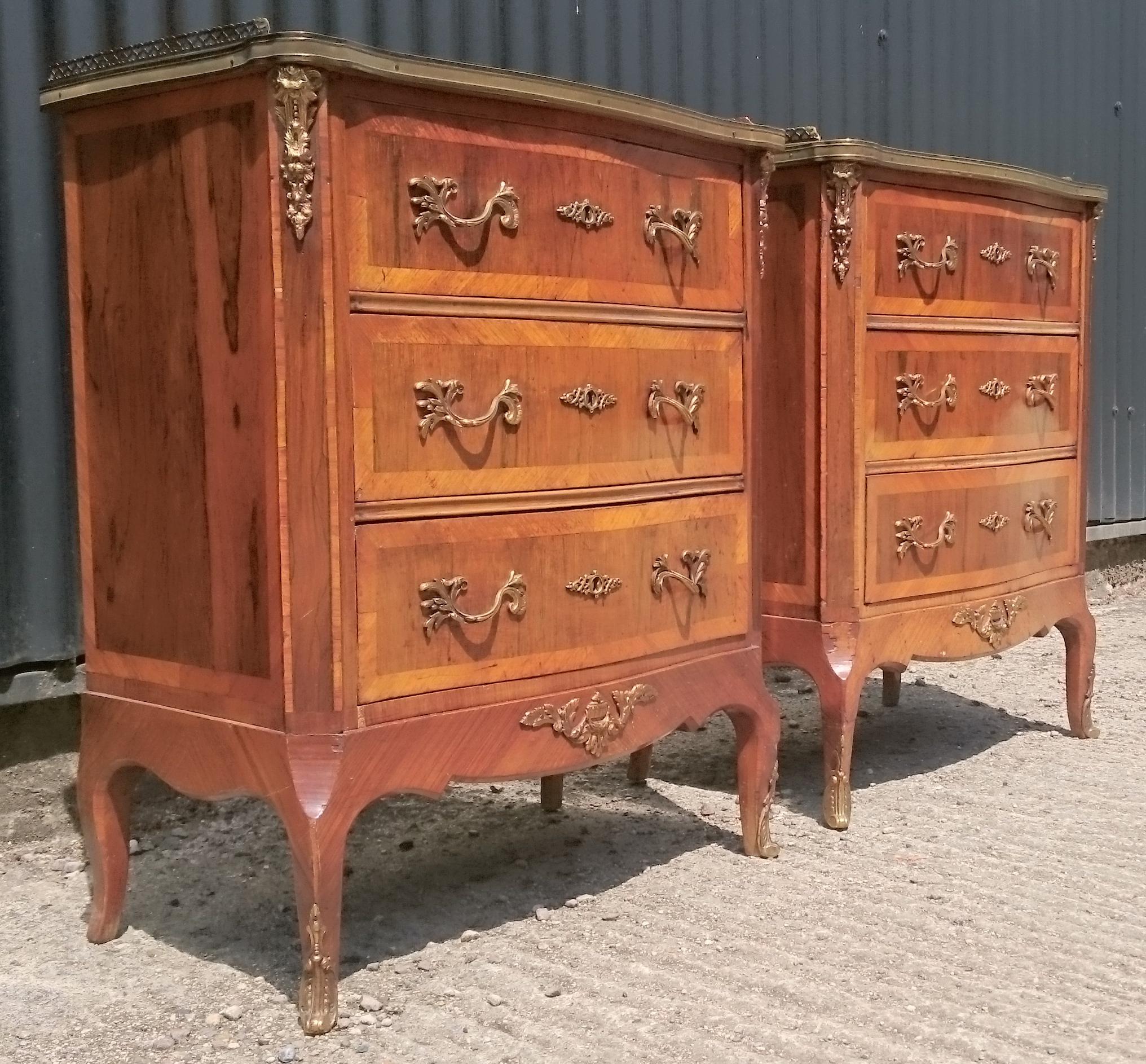 Walnut Pair of 19th Century French Bed Side Cabinets