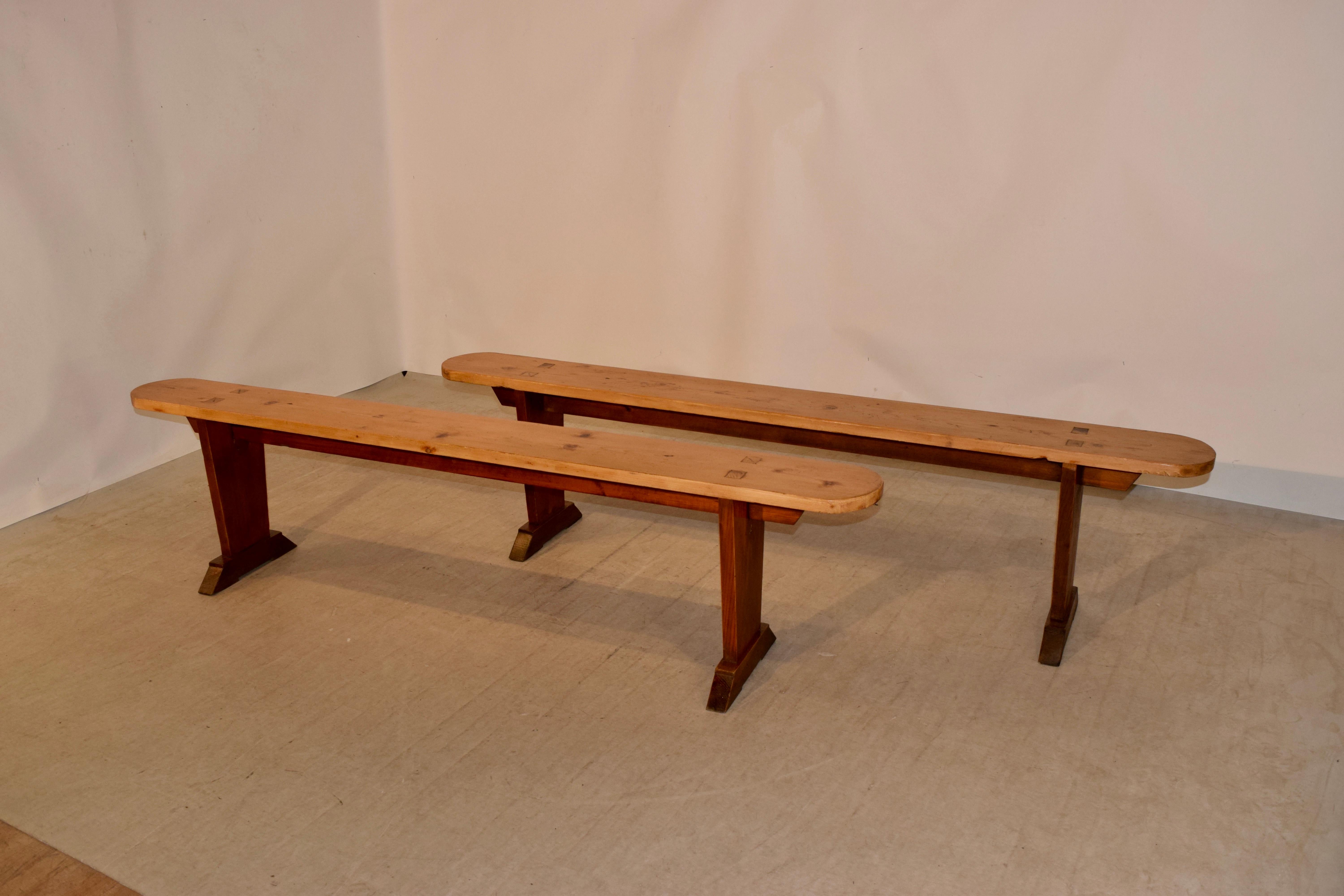 Rustic Pair of 19th Century French Benches For Sale