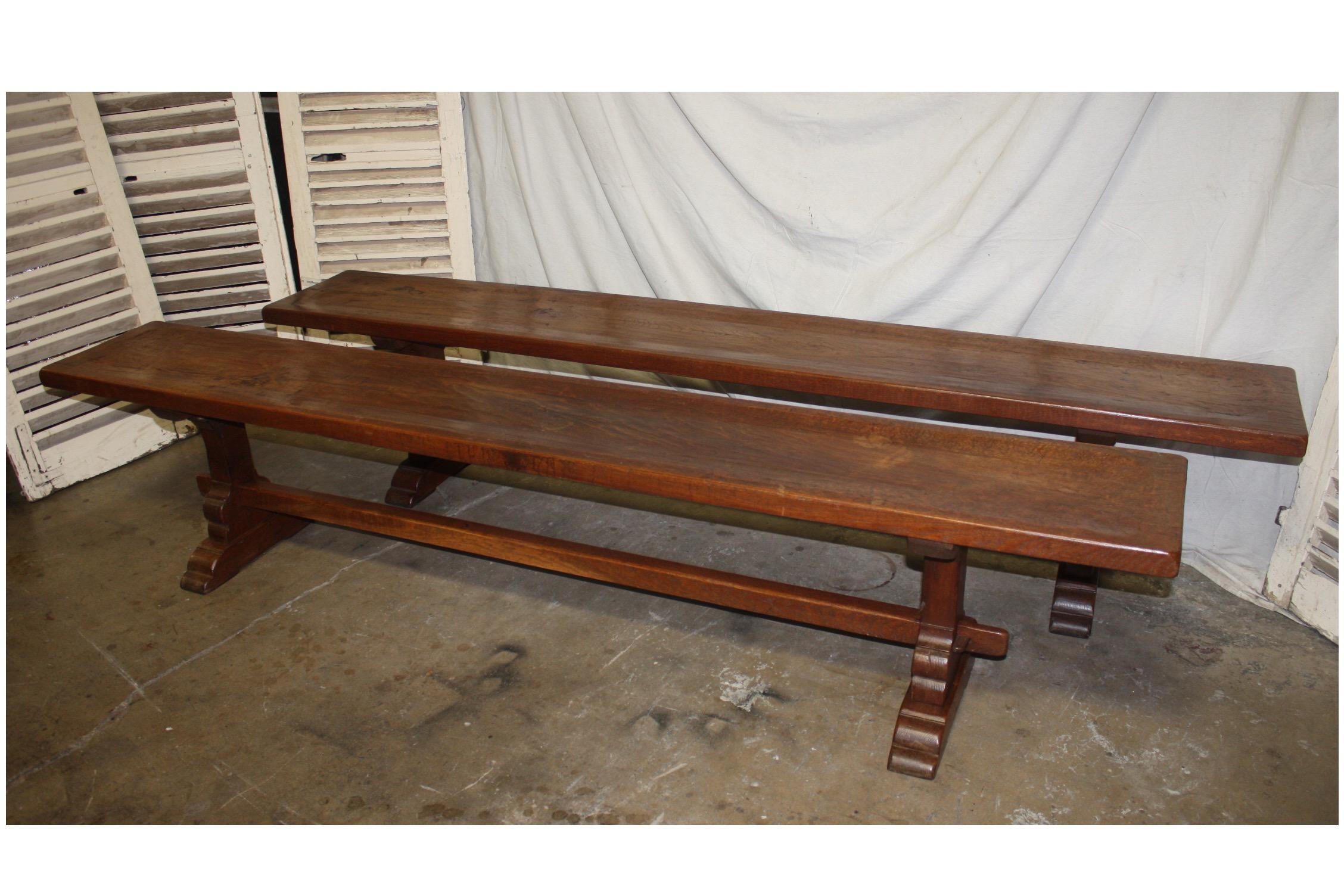 Oak Pair of 19th Century French Benches