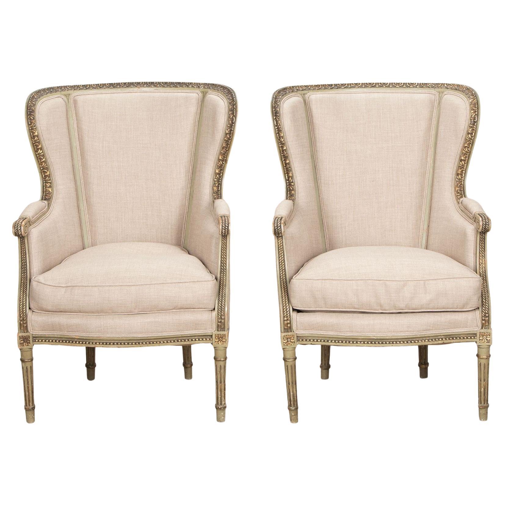 Pareja de sillas de bergere francesas del siglo XIX