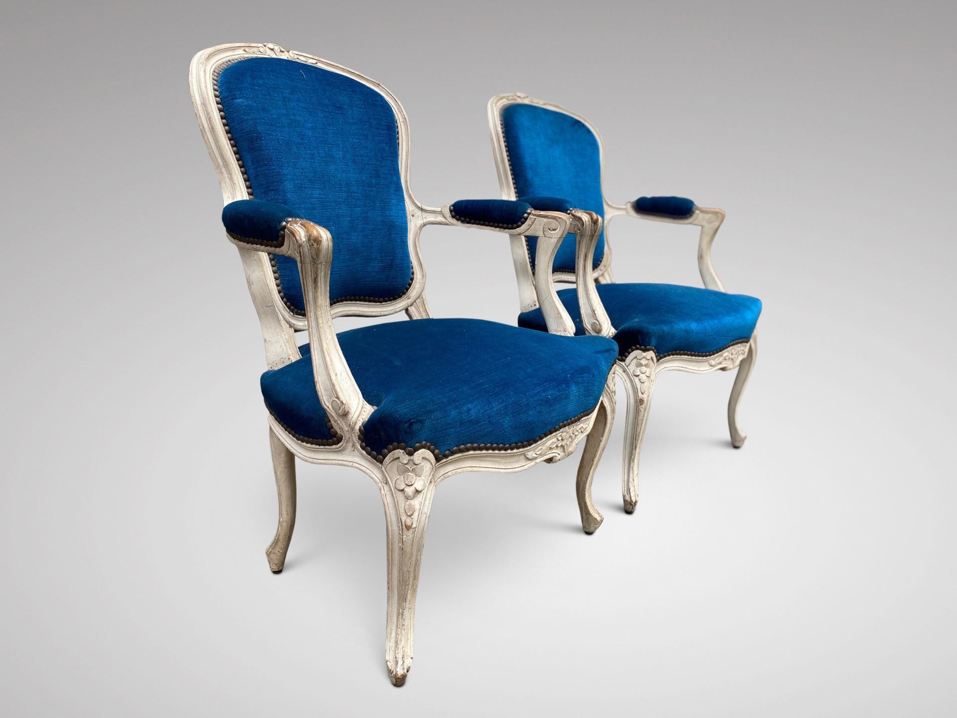 Louis XV Pair of 19th Century French Bergères Armchairs