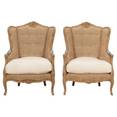 Pair of 19th Century French 'Bergeres' Armchairs in the Deconstructed Style