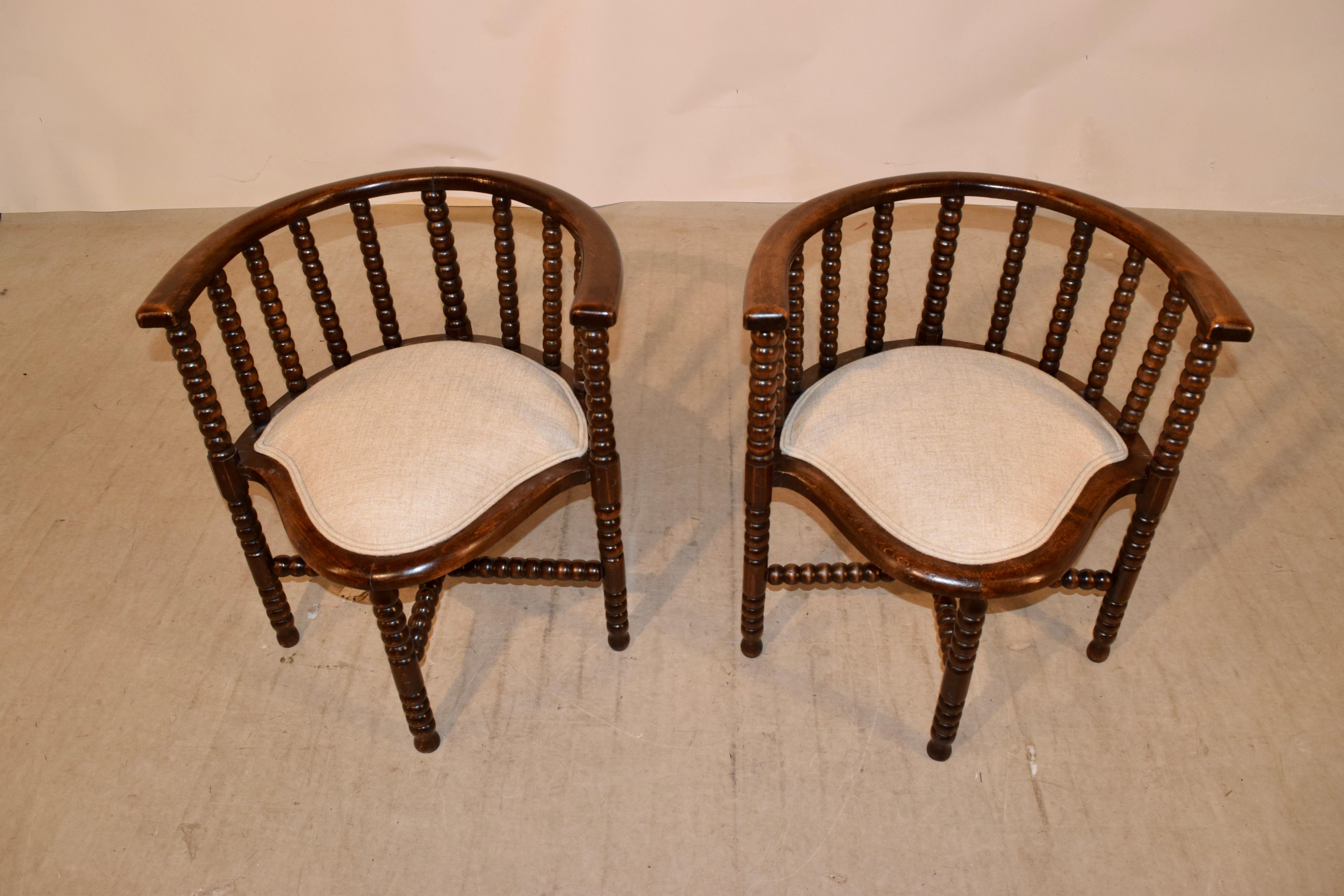 Turned Pair of 19th Century French Bobbin Chairs