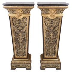 Pair of 19th Century French Boulle Inlaid Pedestals