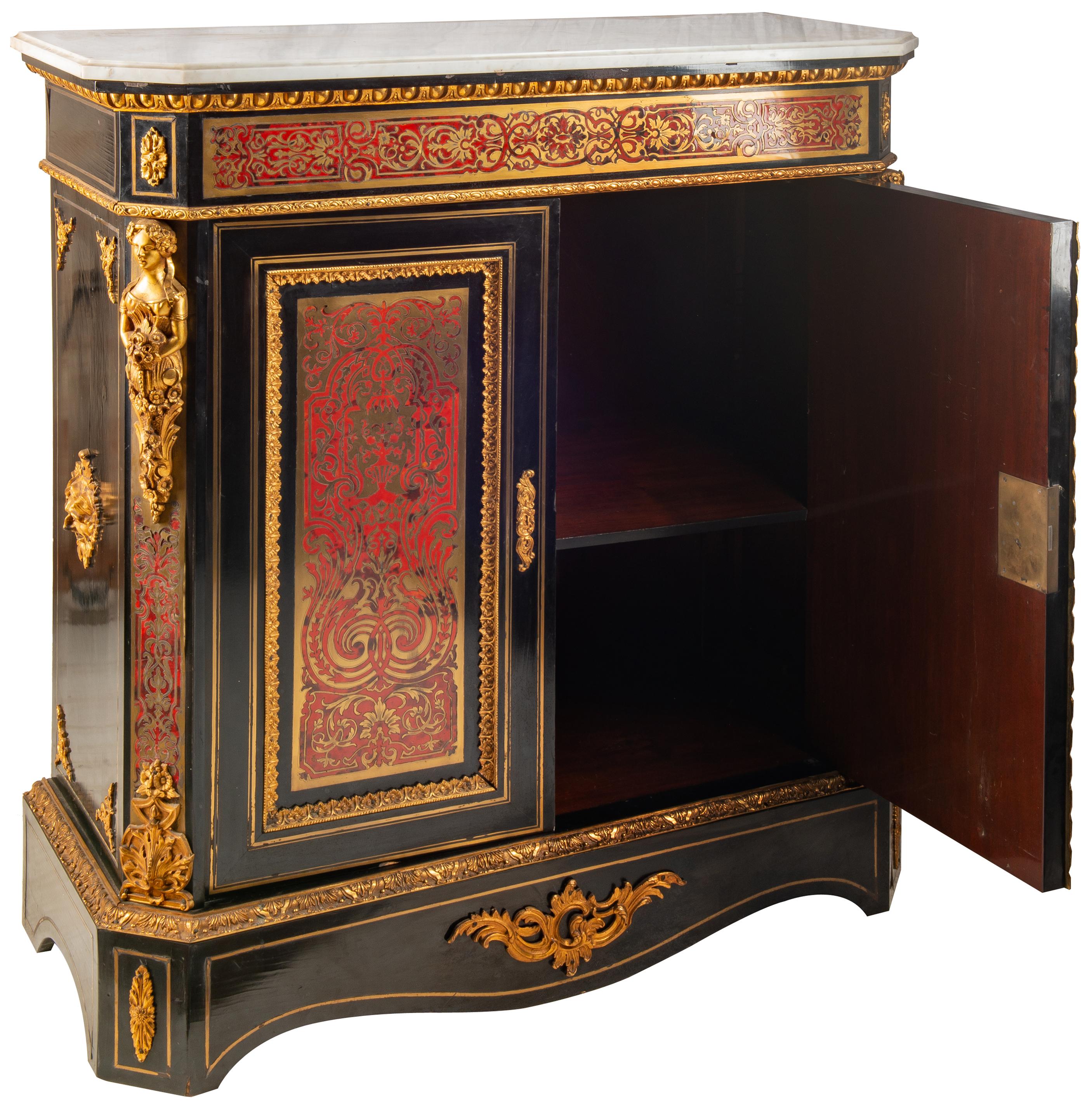 Pair of 19th Century French Boulle Inlaid Side Cabinets For Sale 9