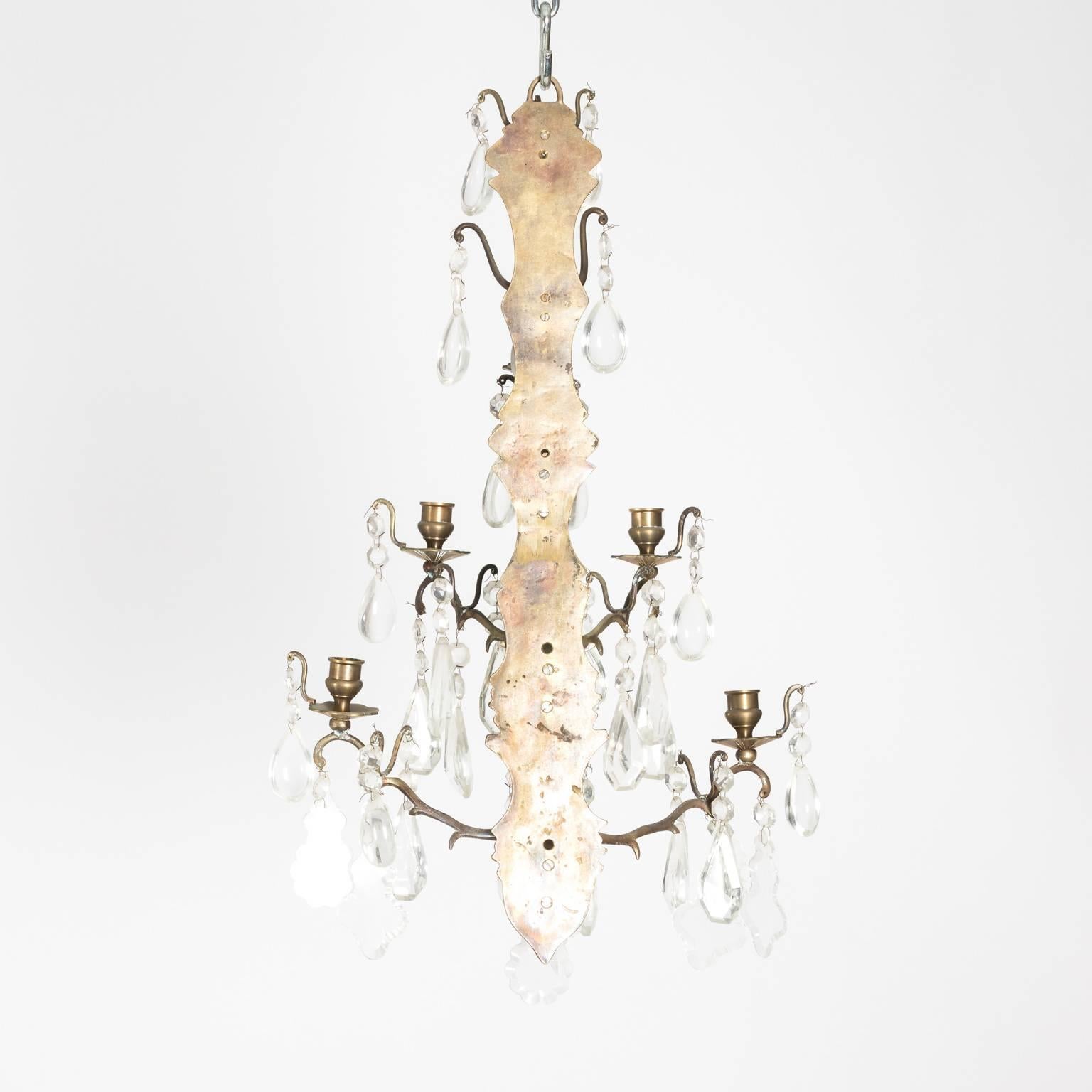 Pair of 19th Century French Brass and Crystal Sconces  6