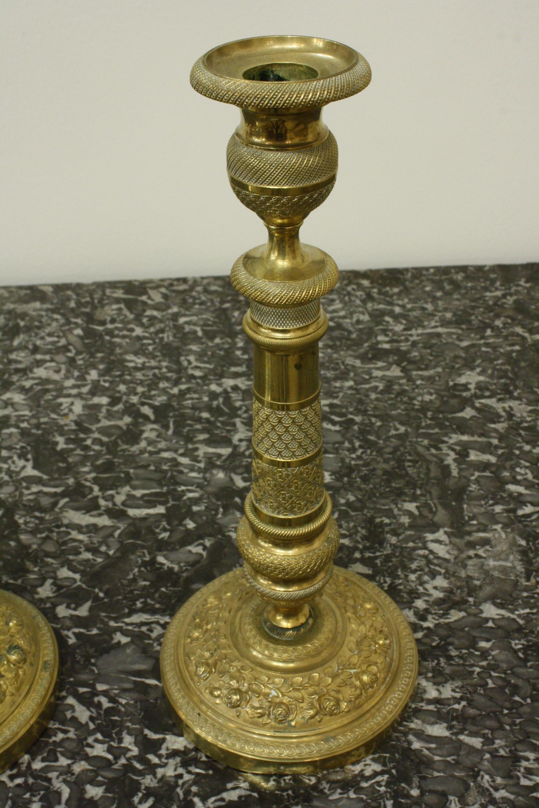 19th century brass candlesticks