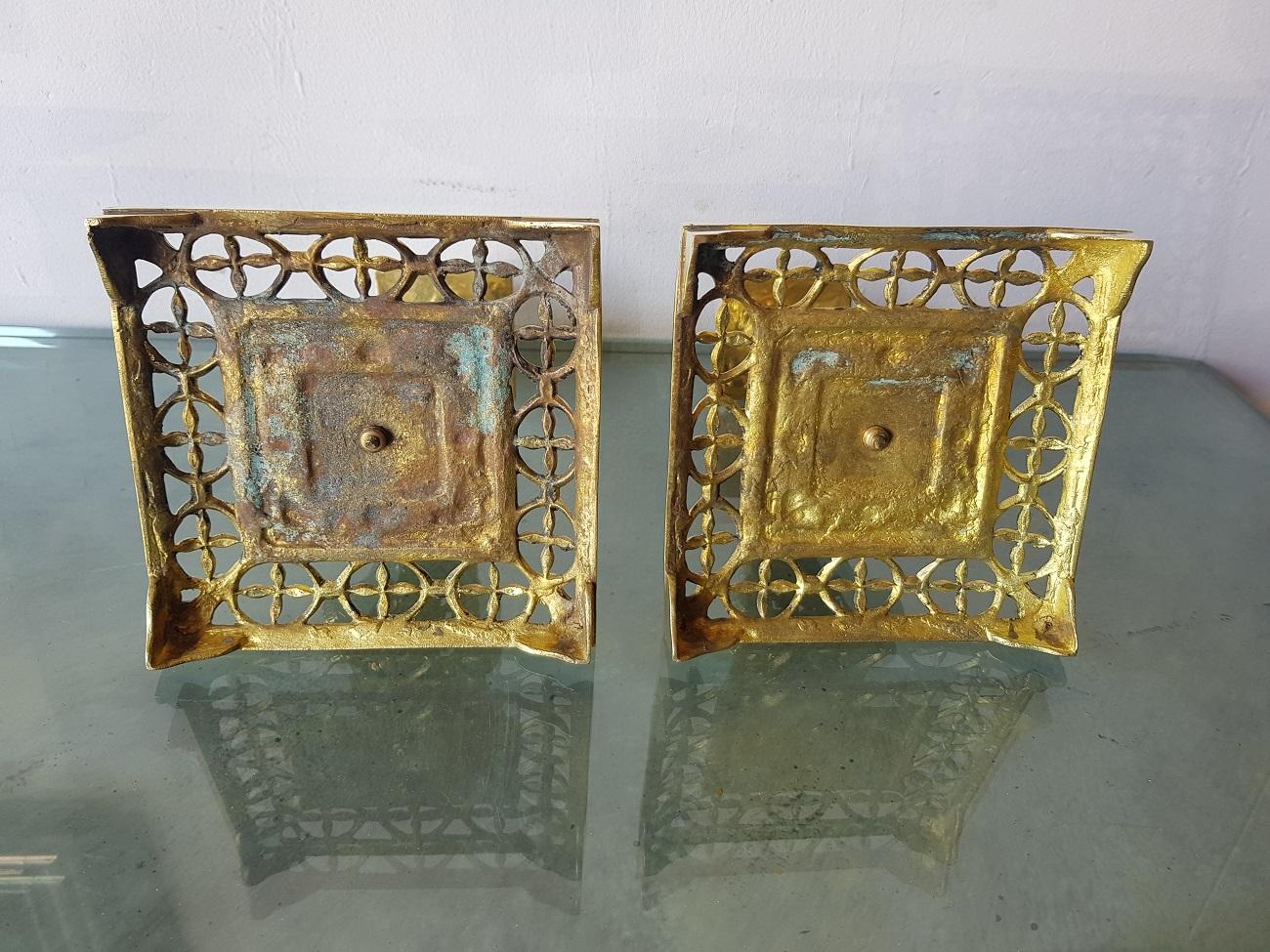 Pair of 19th Century French Brass Candlesticks For Sale 4