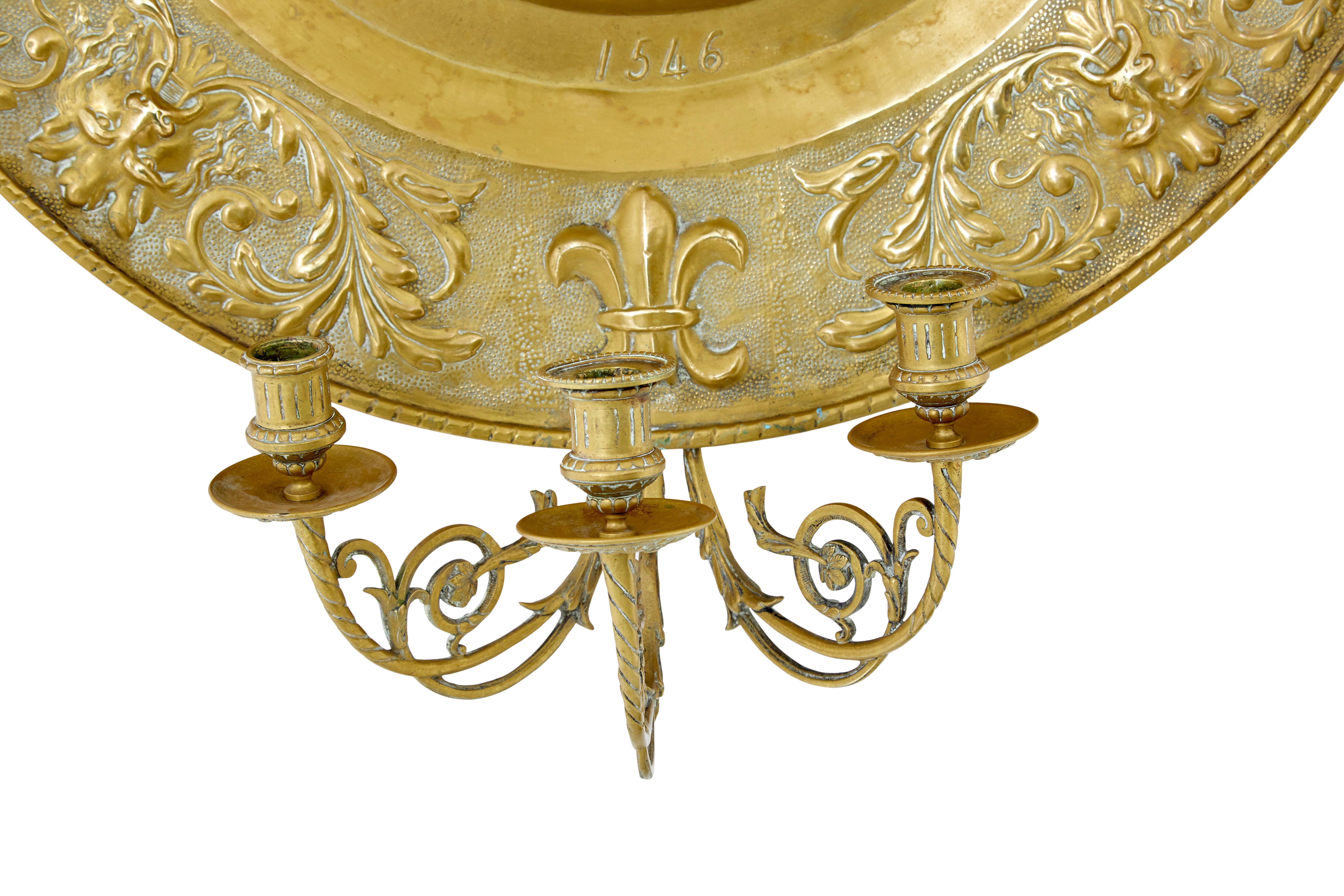 Brass Pair of 19th century French brass sconces For Sale