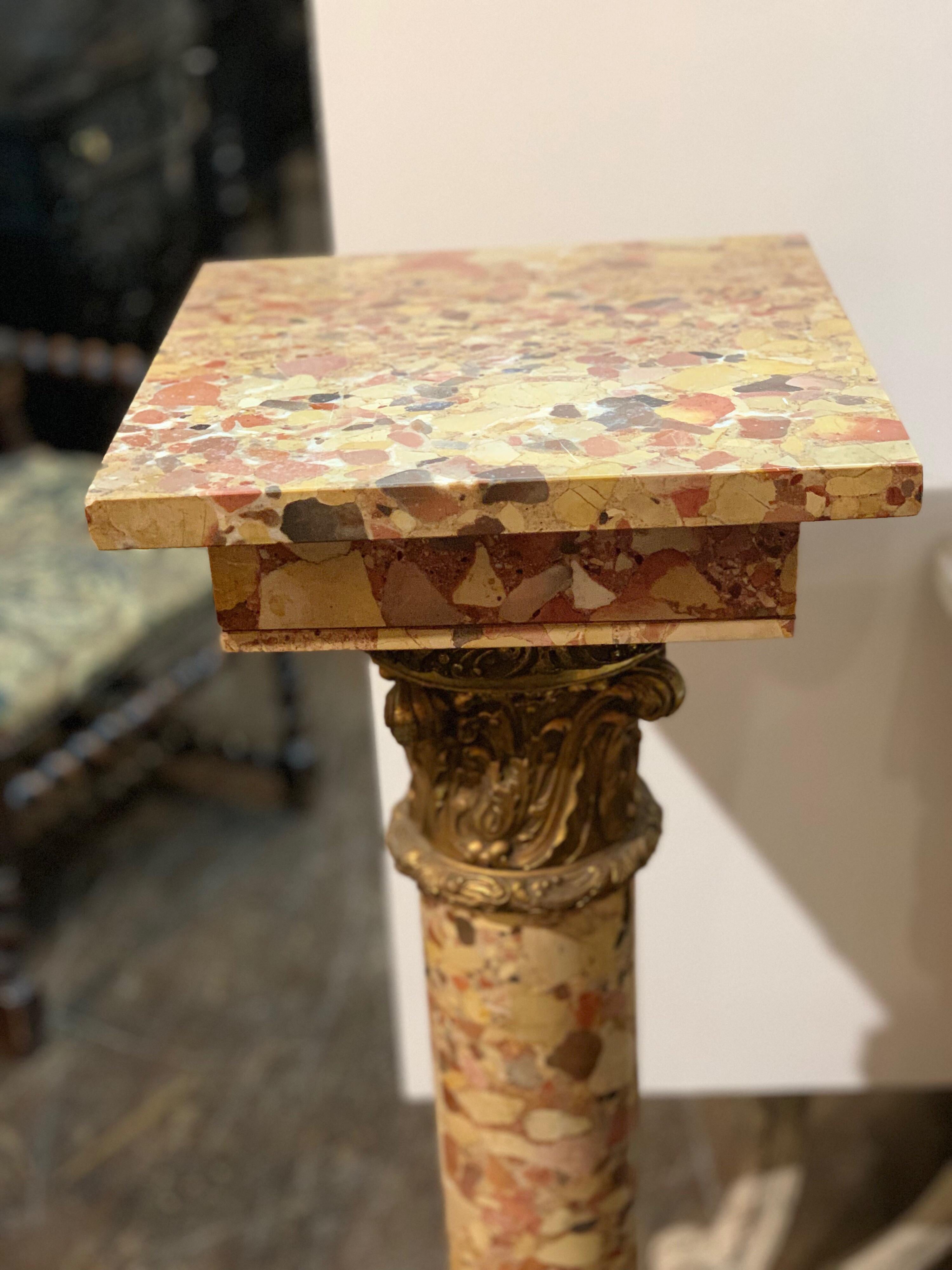 Beautiful pair of 19th century French Breccia marble pedestals with bronze mounts.
Very fine quality and would create a great architectural element.